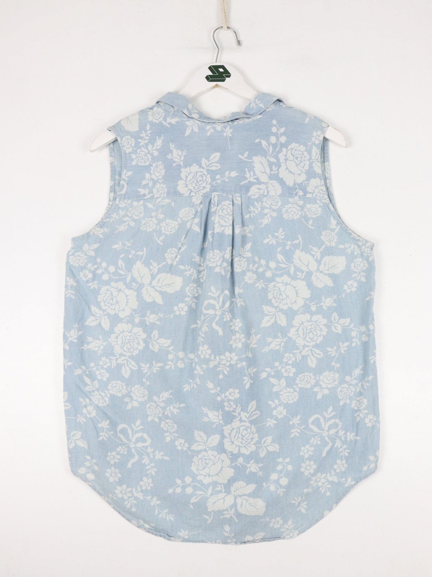 Vintage Dockers Shirt Womens Small Blue Floral Button Up Vest from propervintagecanada
