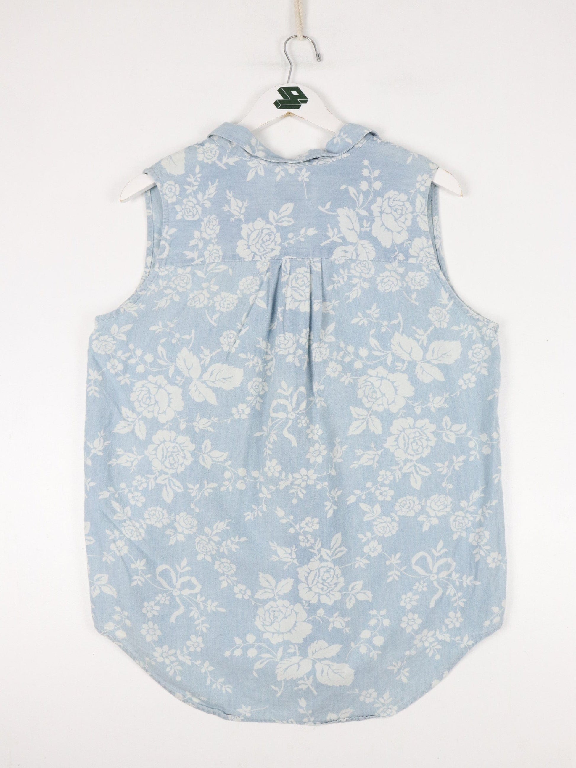 Vintage Dockers Shirt Womens Small Blue Floral Button Up Vest from propervintagecanada