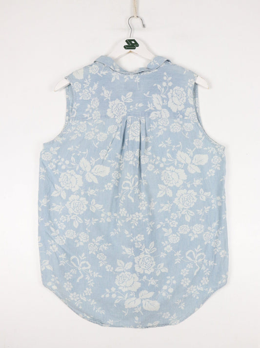 Vintage Dockers Shirt Womens Small Blue Floral Button Up Vest