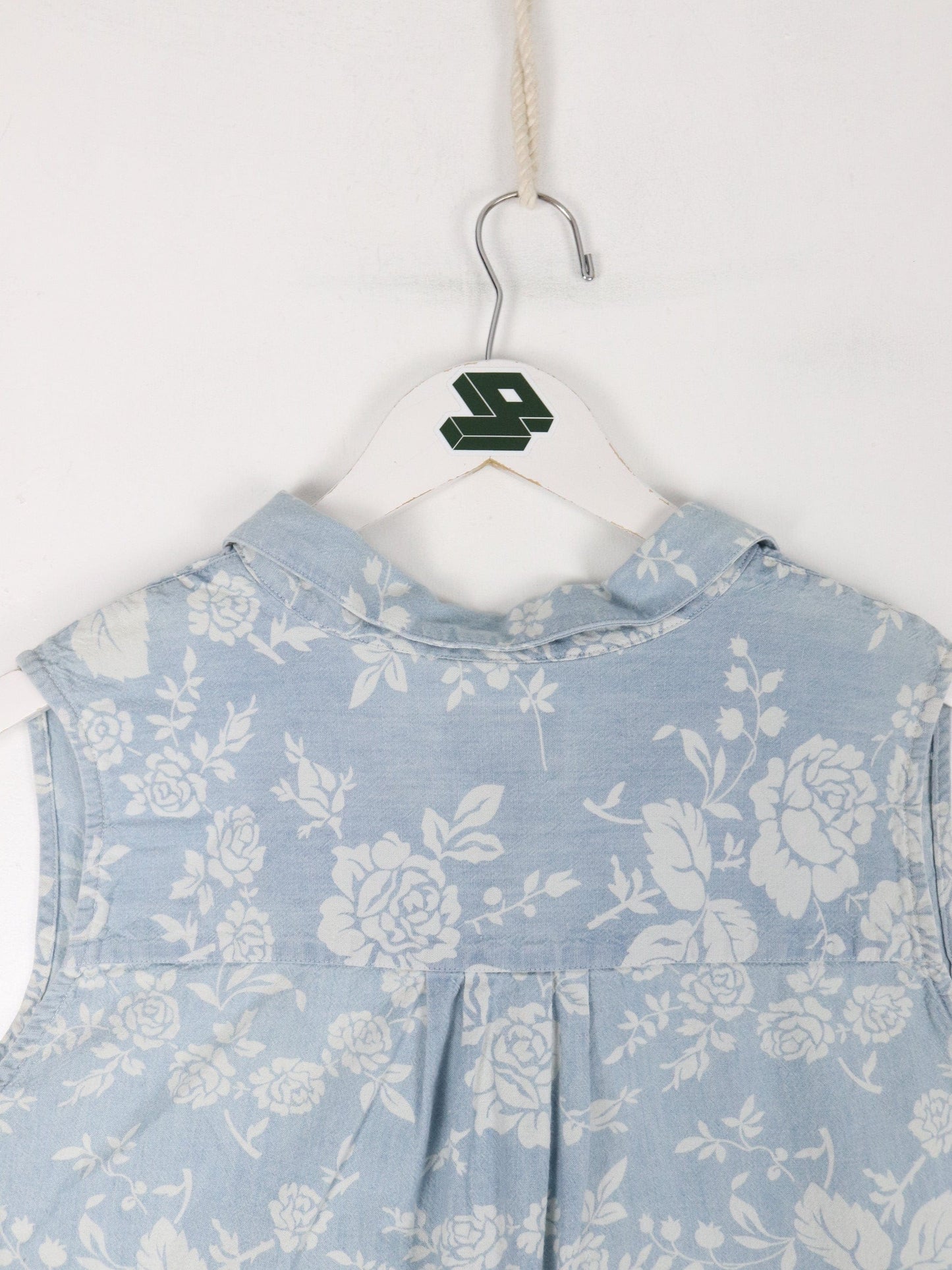 Vintage Dockers Shirt Womens Small Blue Floral Button Up Vest from propervintagecanada