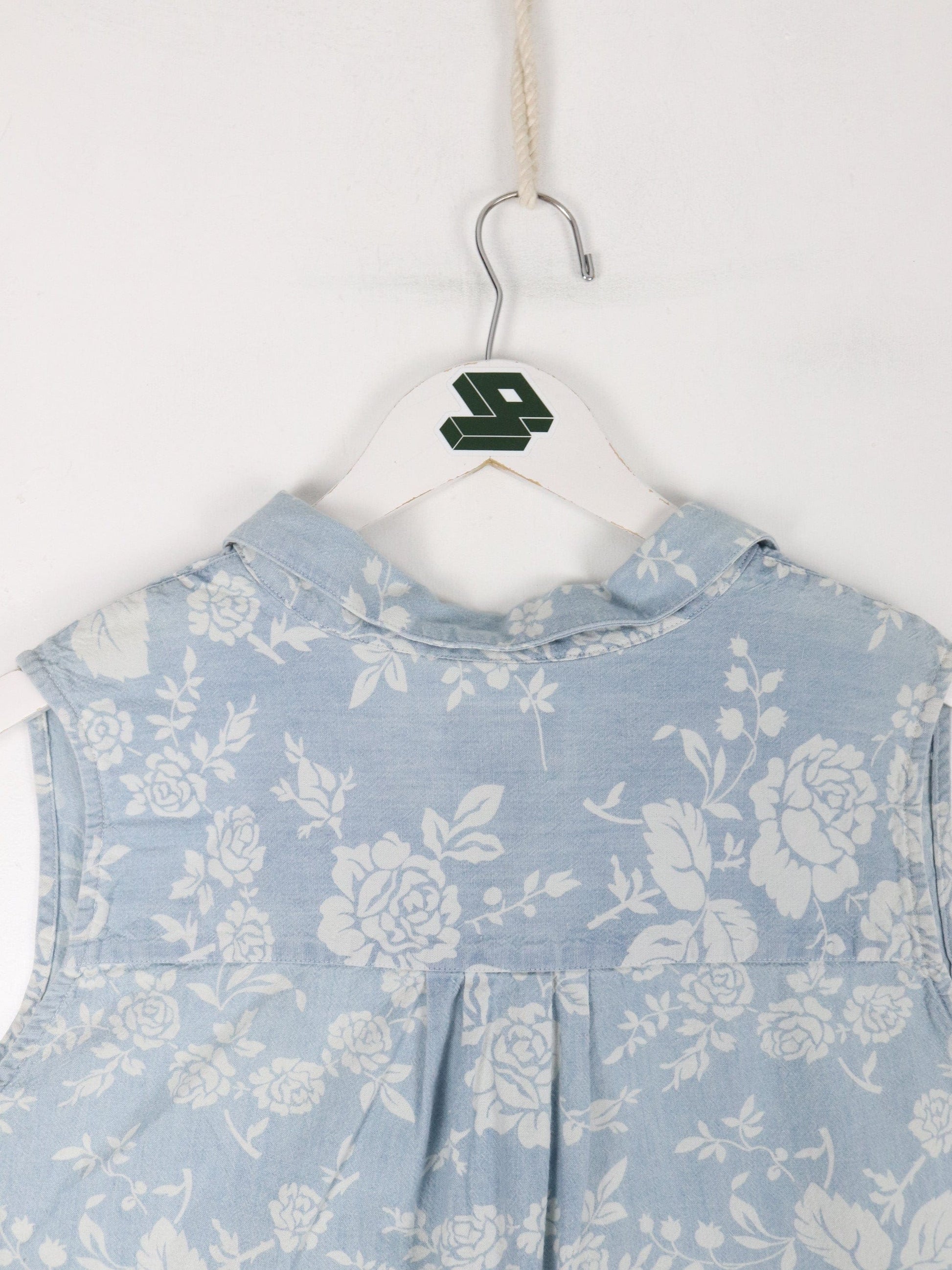 Vintage Dockers Shirt Womens Small Blue Floral Button Up Vest from propervintagecanada