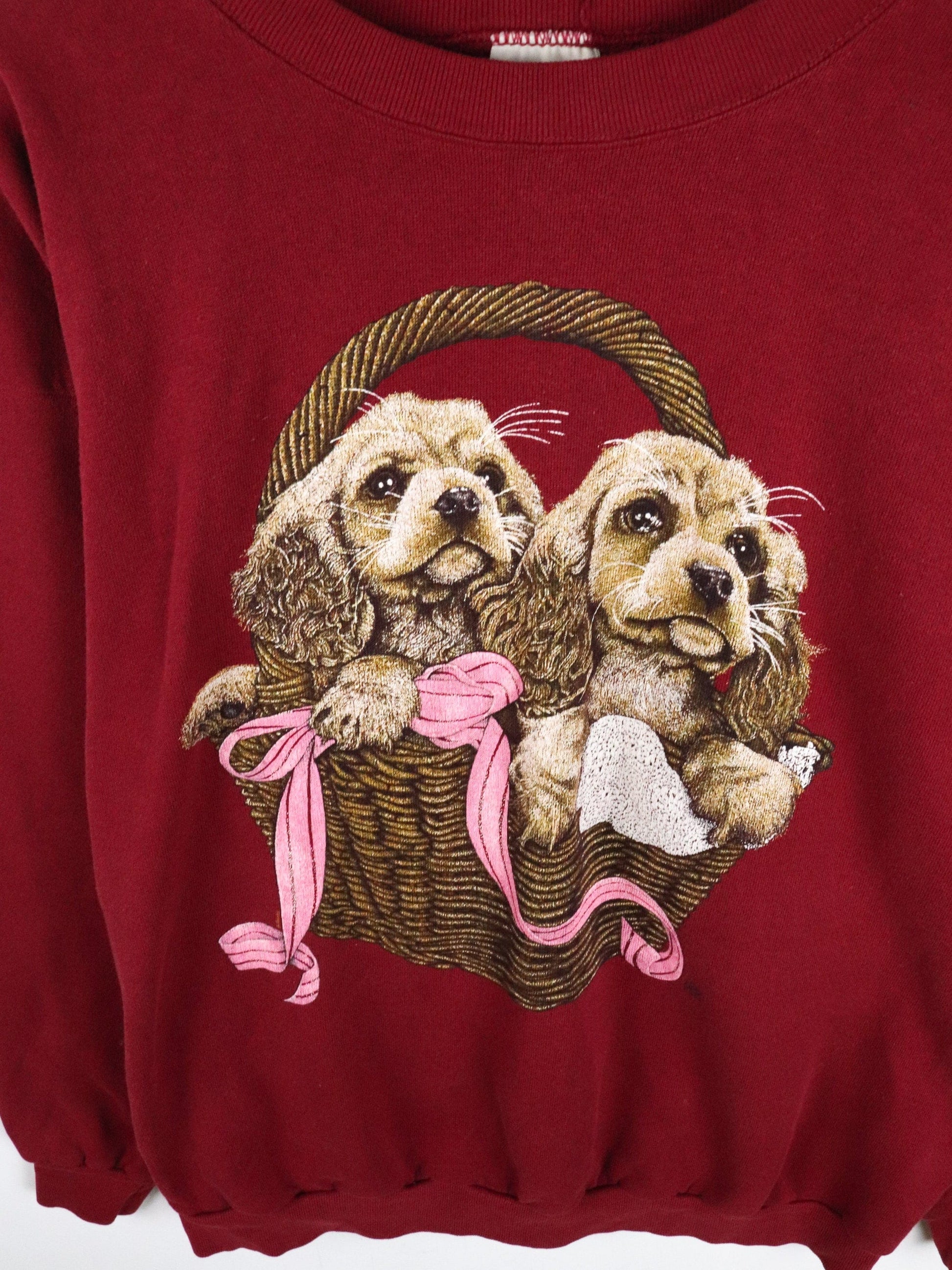Vintage Dogs Sweatshirt Mens L/XL Red from propervintagecanada