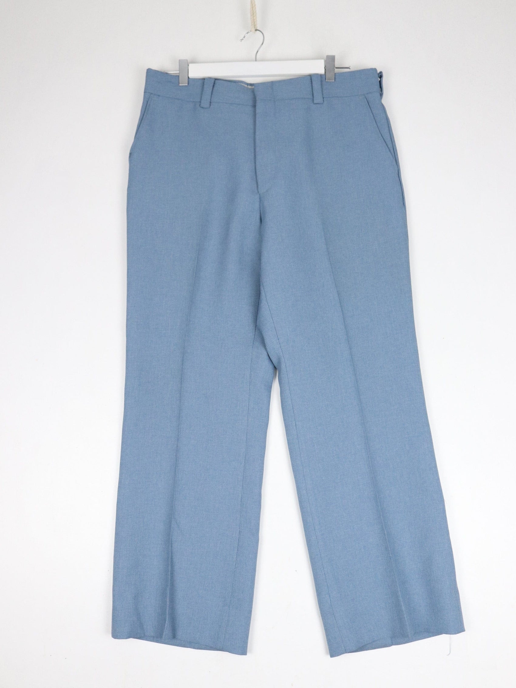 Vintage Dress Pants Mens 36 x 29 Blue Pleated Trousers