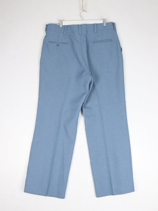 Vintage Dress Pants Mens 36 x 29 Blue Pleated Trousers