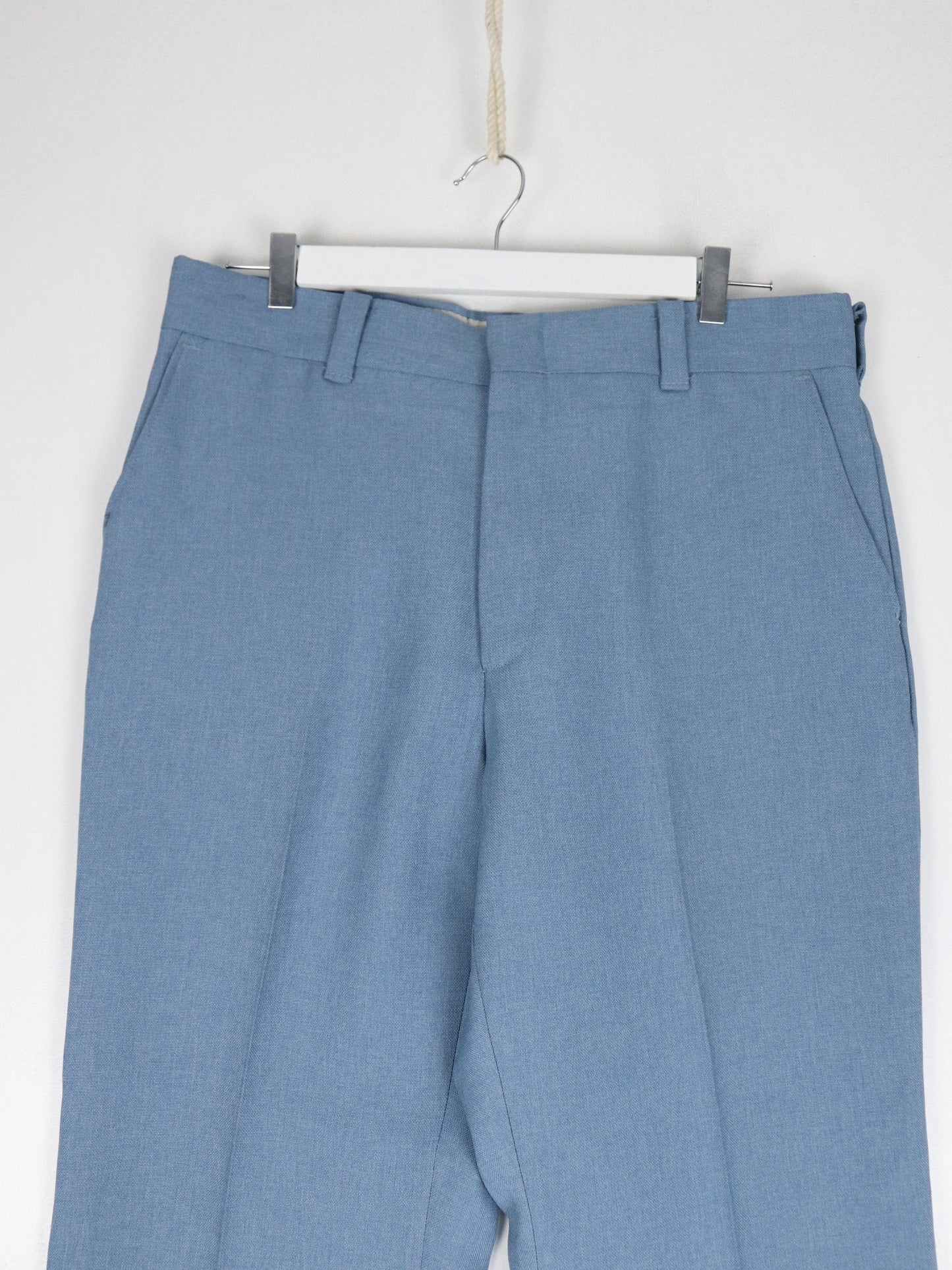 Vintage Dress Pants Mens 36 x 29 Blue Pleated Trousers