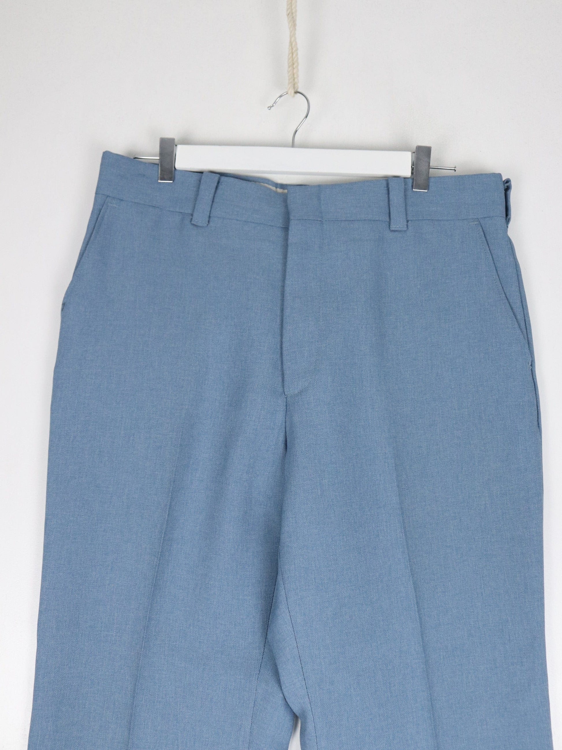 Vintage Dress Pants Mens 36 x 29 Blue Pleated Trousers