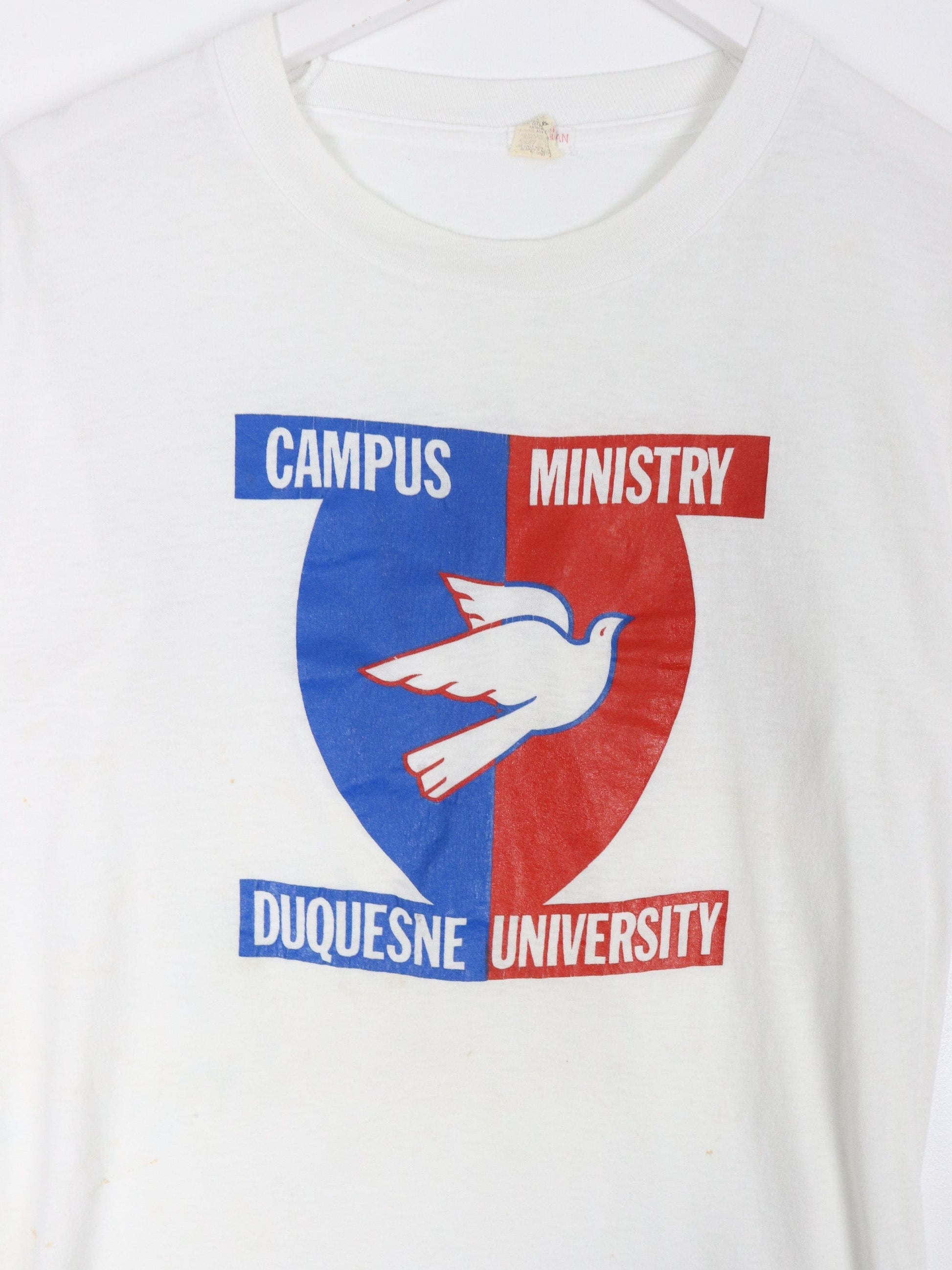 Vintage Duquesne University T Shirt Fits Mens Medium White College 80s