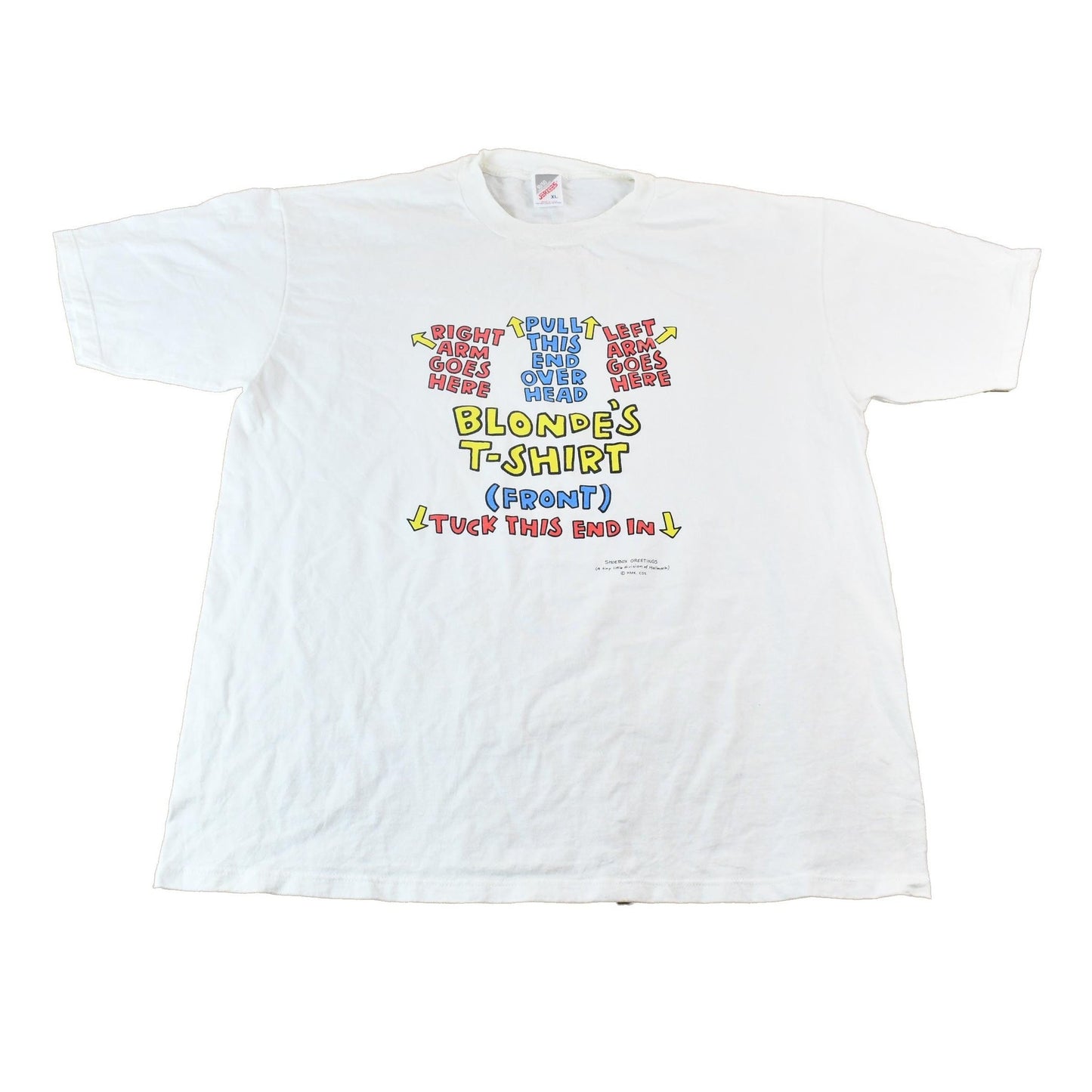 Vintage Early 1990s Hallmark Shoebox Greetings Blonde's T-Shirt Instructions Funny Graphic T-Shirt Men's XL from propervintagecanada