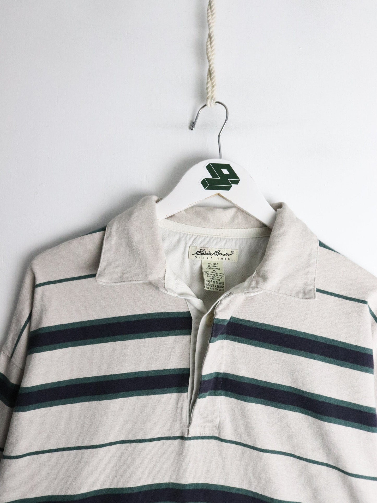 Vintage Eddie Bauer Shirt Mens Large Beige Rugby from propervintagecanada