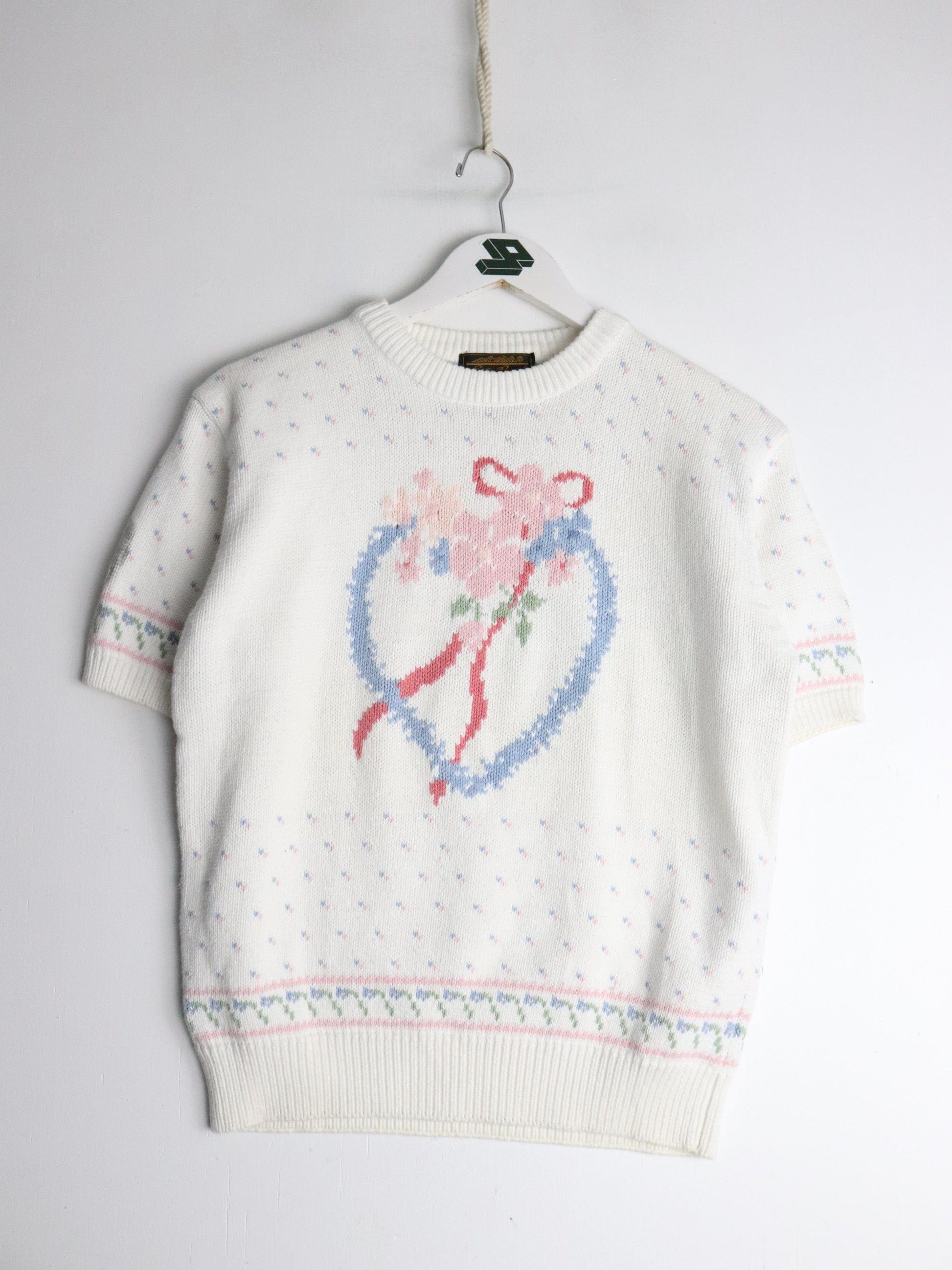 Vintage Eddie Bauer Sweater Womens Small White Knit Short Sleeve from propervintagecanada