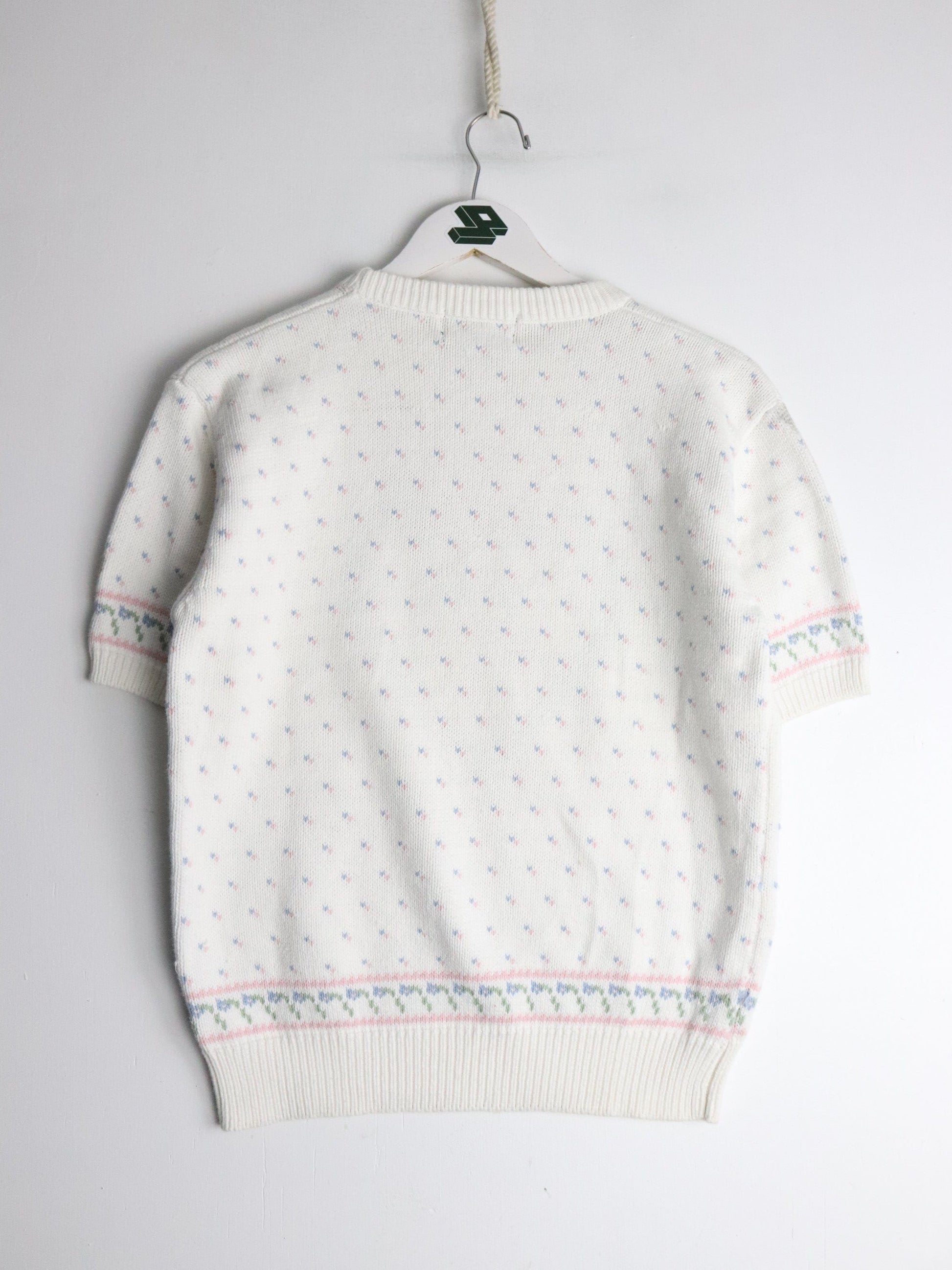 Vintage Eddie Bauer Sweater Womens Small White Knit Short Sleeve from propervintagecanada