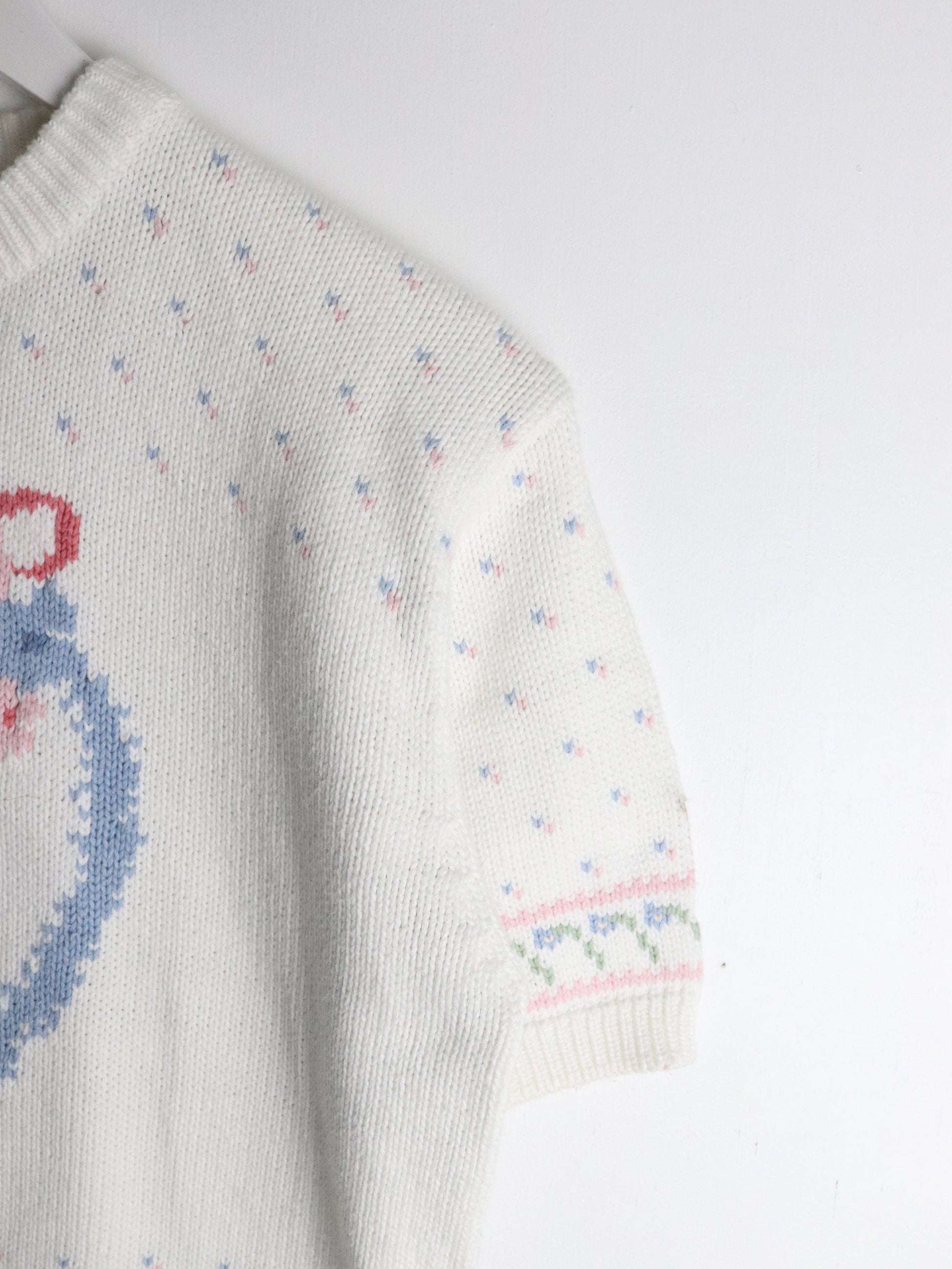 Vintage Eddie Bauer Sweater Womens Small White Knit Short Sleeve from propervintagecanada