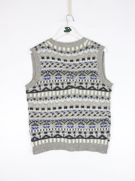 Vintage Espirit Vest Womens Medium Grey Knit Cardigan Sweater