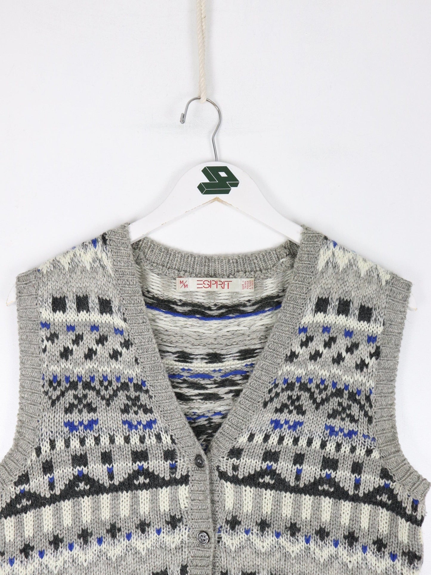 Vintage Espirit Vest Womens Medium Grey Knit Cardigan Sweater from propervintagecanada