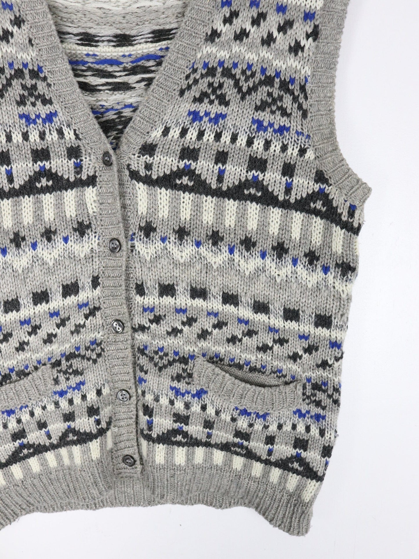 Vintage Espirit Vest Womens Medium Grey Knit Cardigan Sweater from propervintagecanada