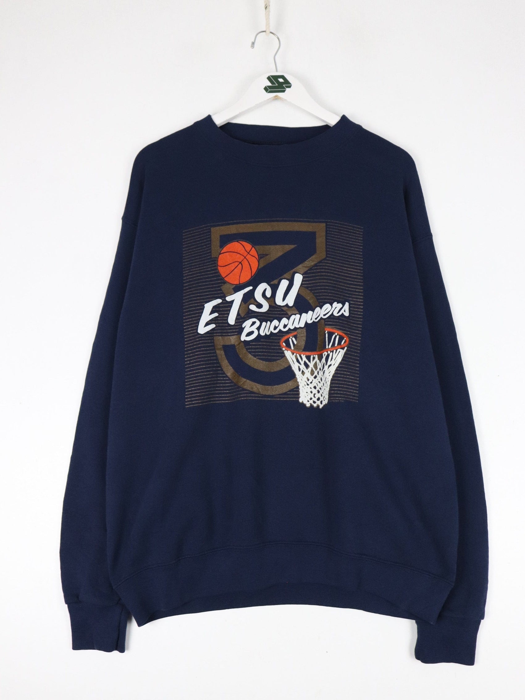 Vintage ETSU Sweatshirt Fits Mens Large Blue Basketball