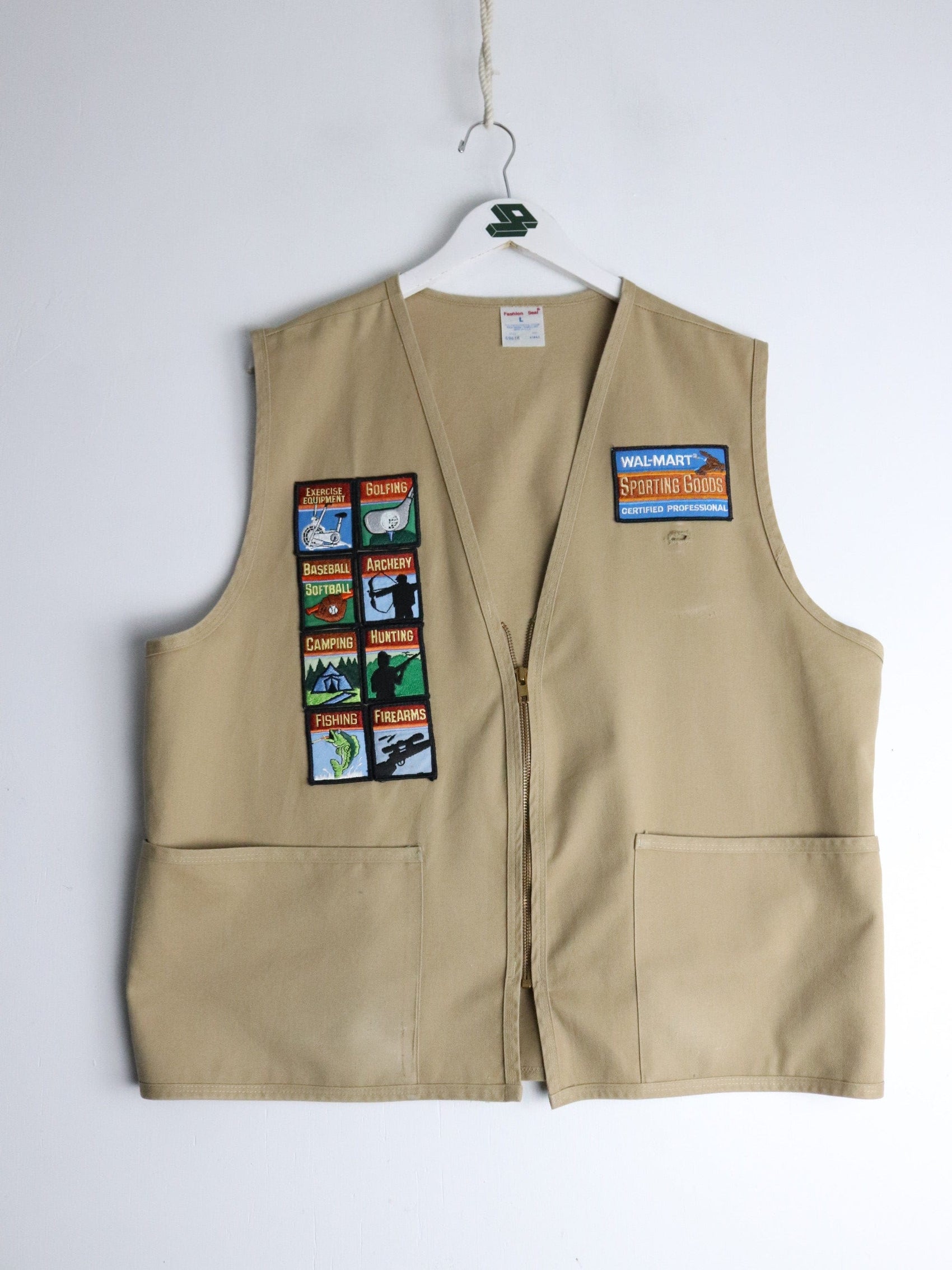 Vintage Fashion Seal Vest Mens Large Beige