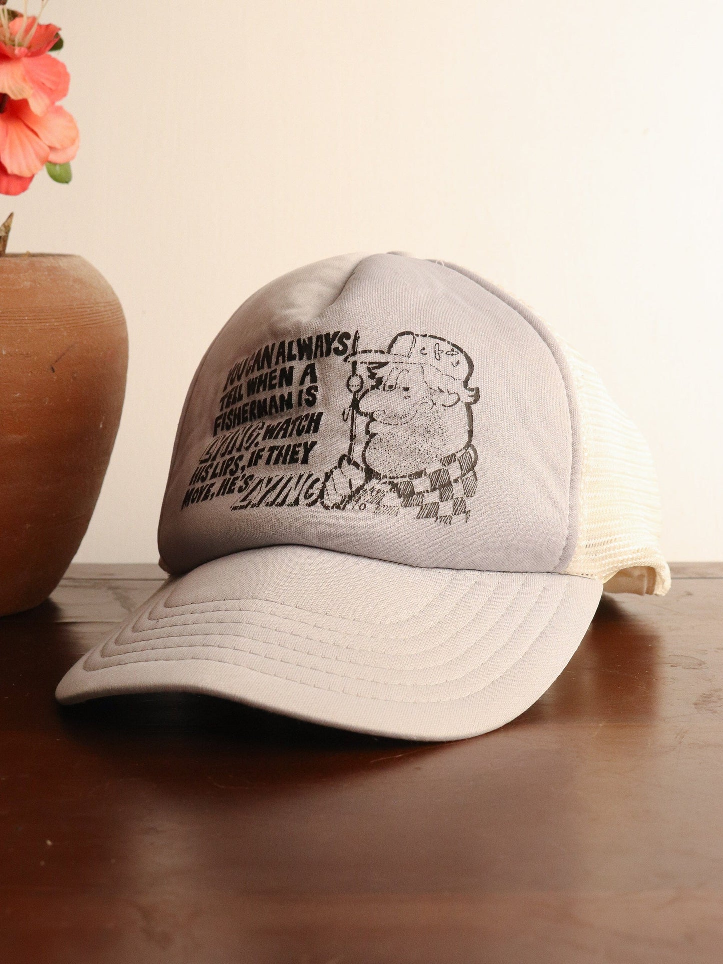 Vintage Fishing Hat Adult Grey Trucker Snap Back from propervintagecanada