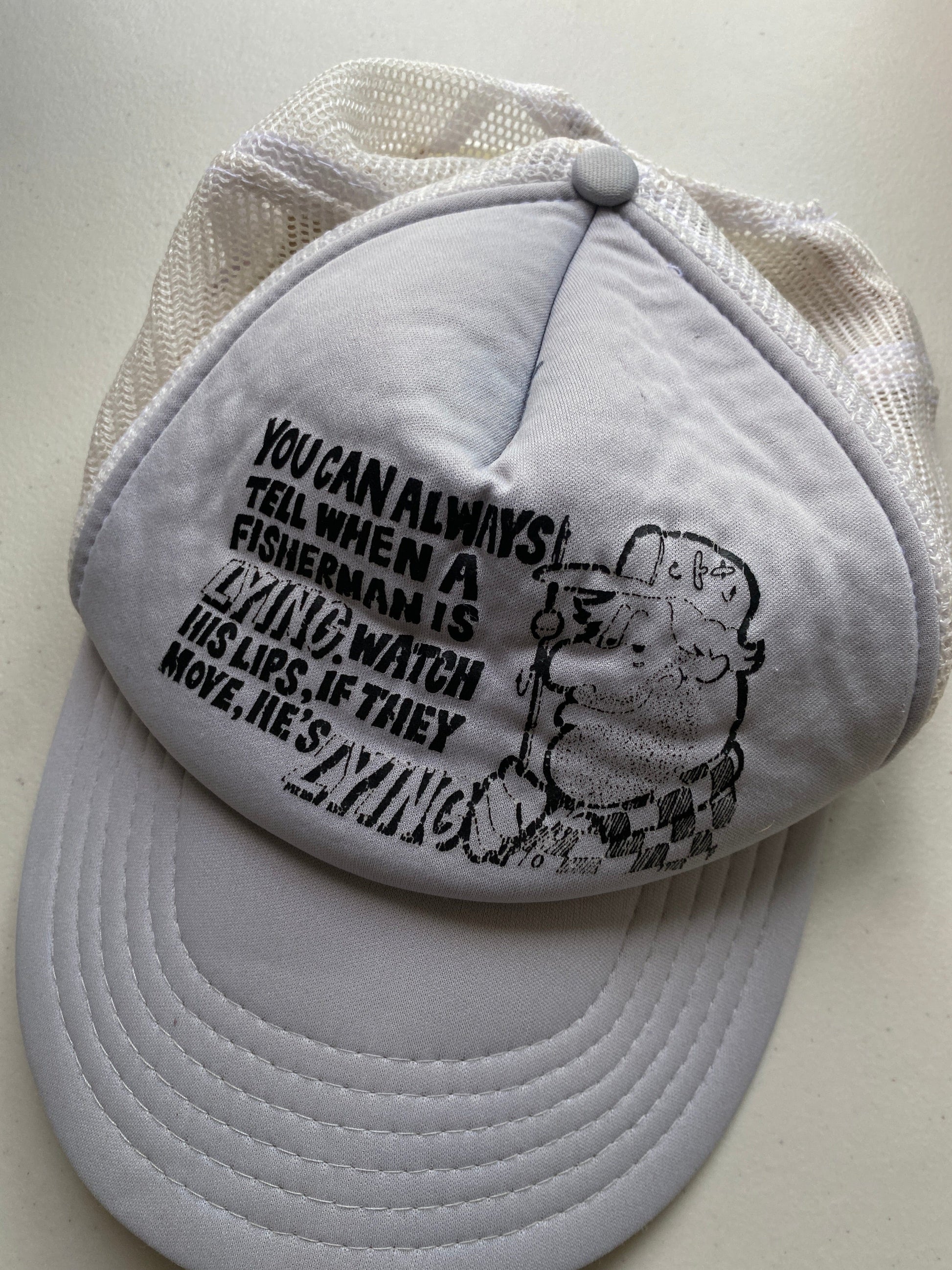 Vintage Fishing Hat Adult Grey Trucker Snap Back from propervintagecanada
