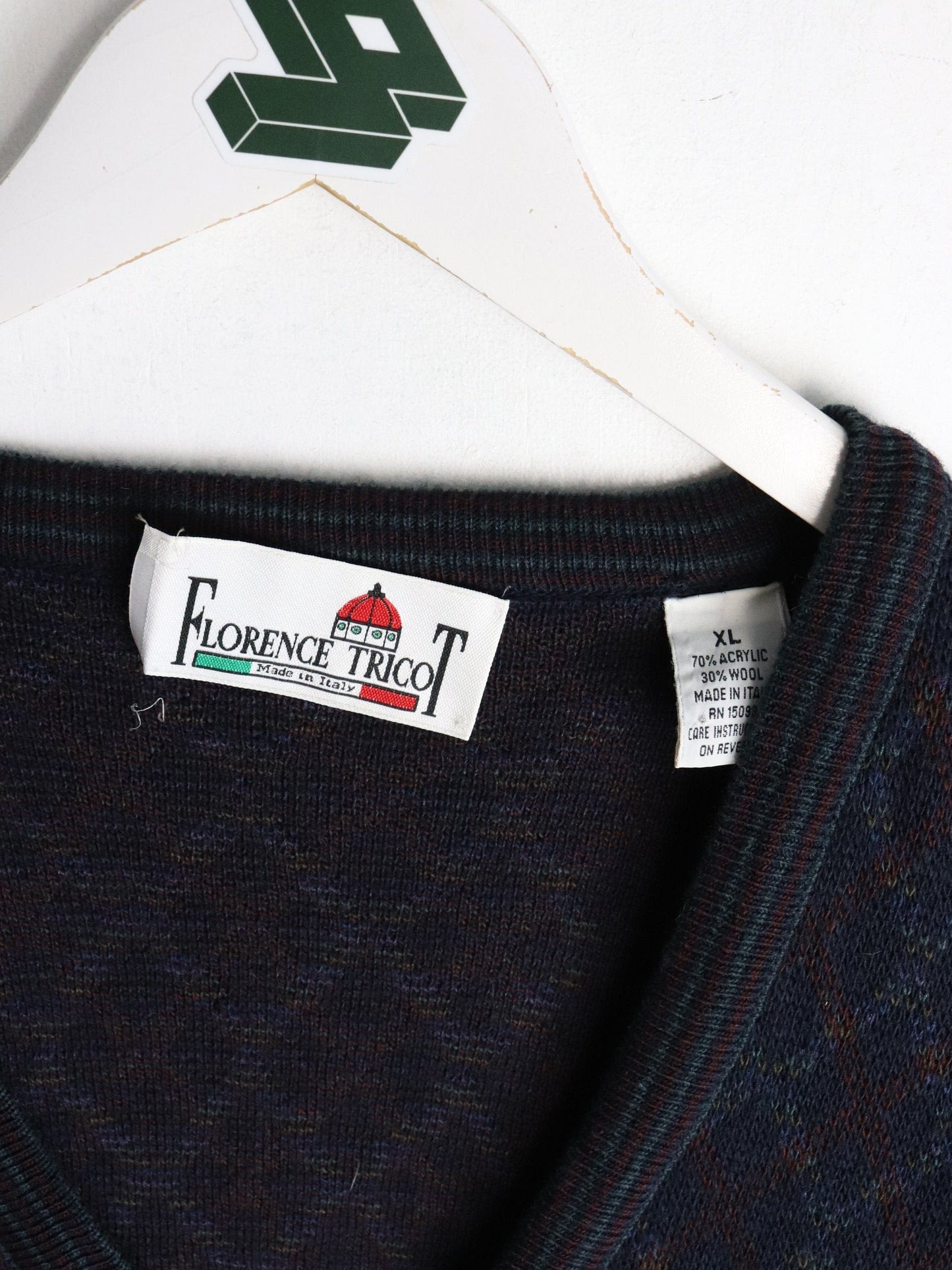 Vintage Florence Tricot Knit Sweater Mens XL Blue Cardigan from propervintagecanada