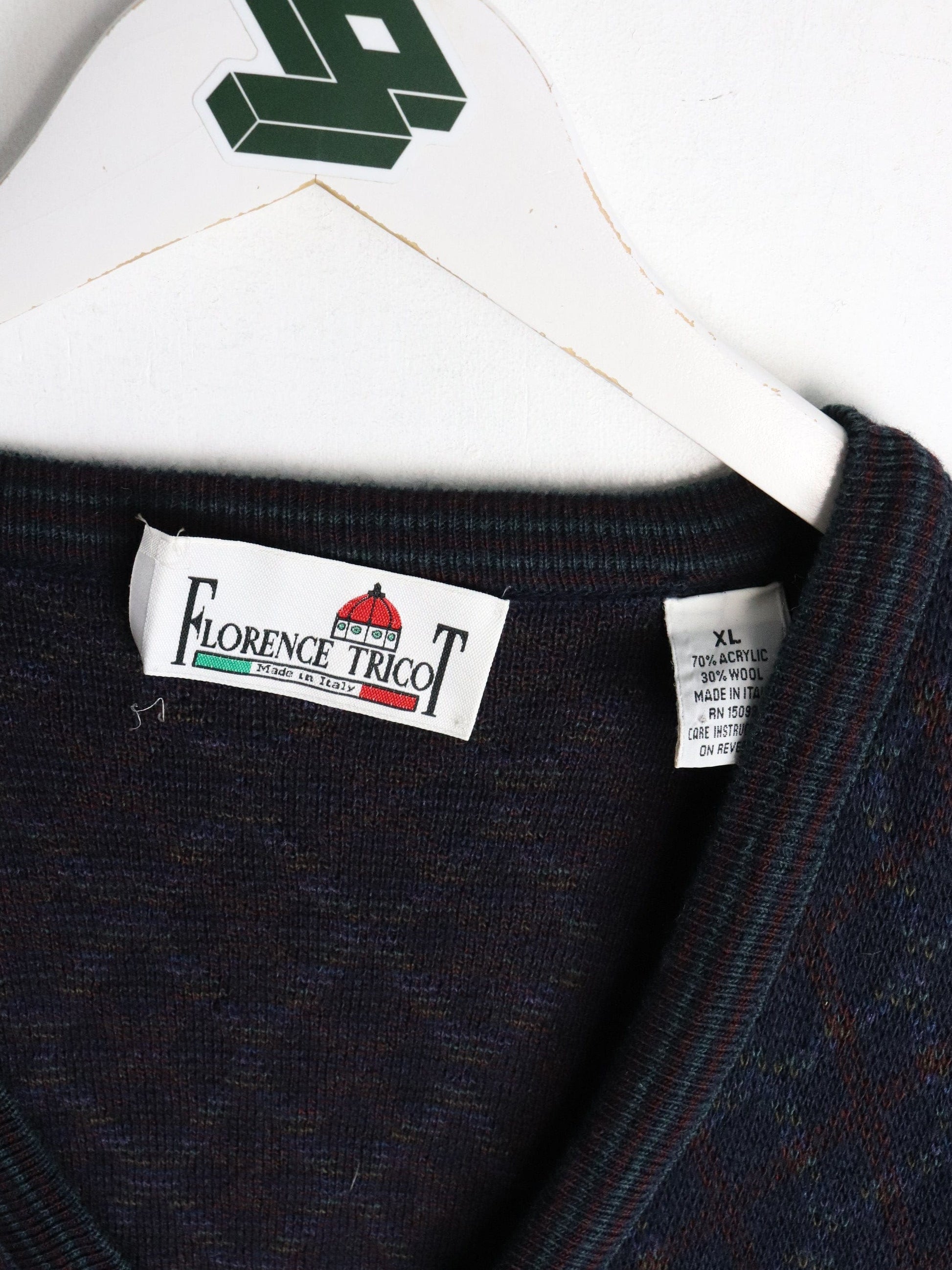 Vintage Florence Tricot Knit Sweater Mens XL Blue Cardigan from propervintagecanada