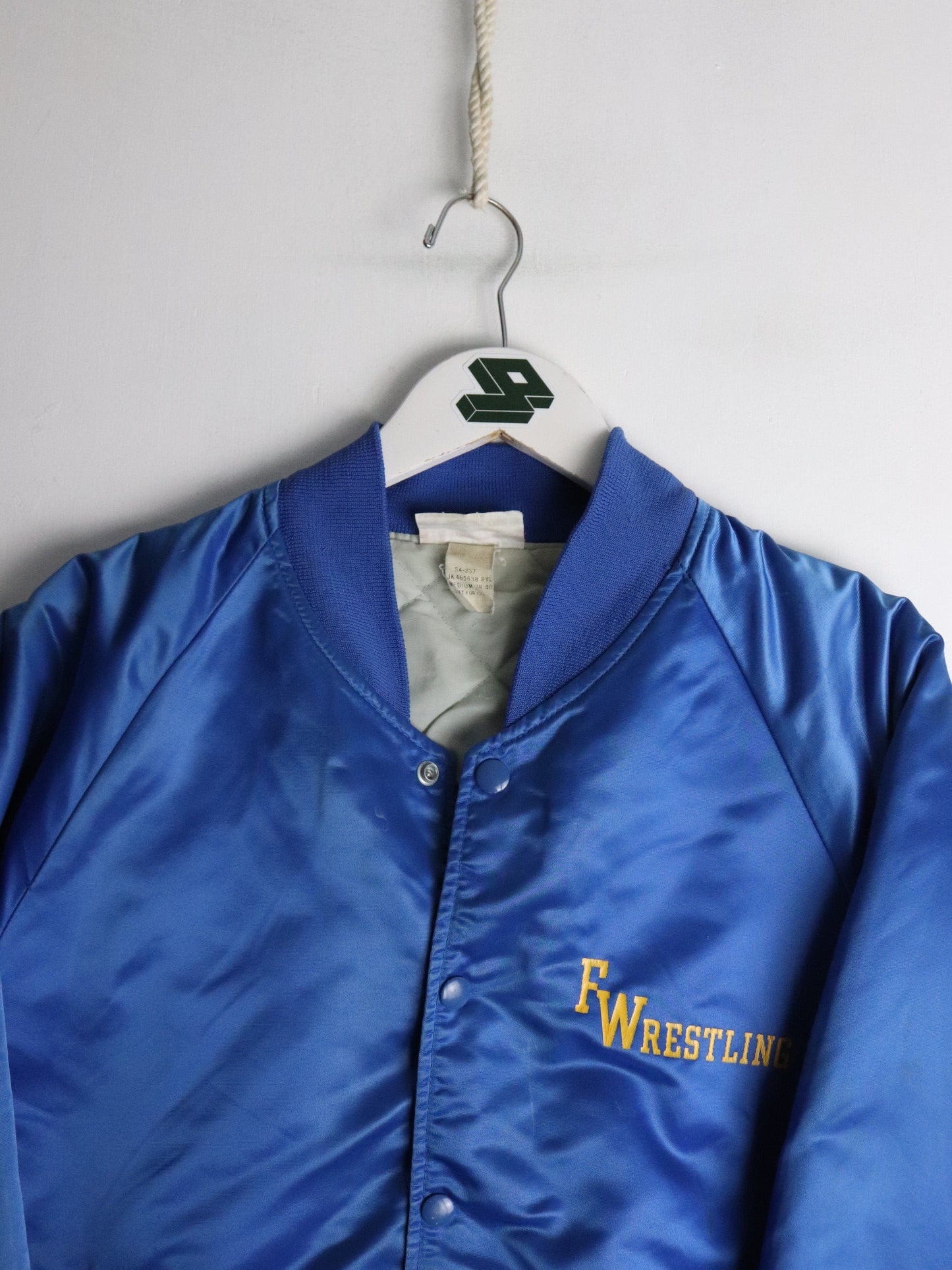 Vintage Flowing Wells Wrestling Jacket Mens Medium Blue Satin from propervintagecanada