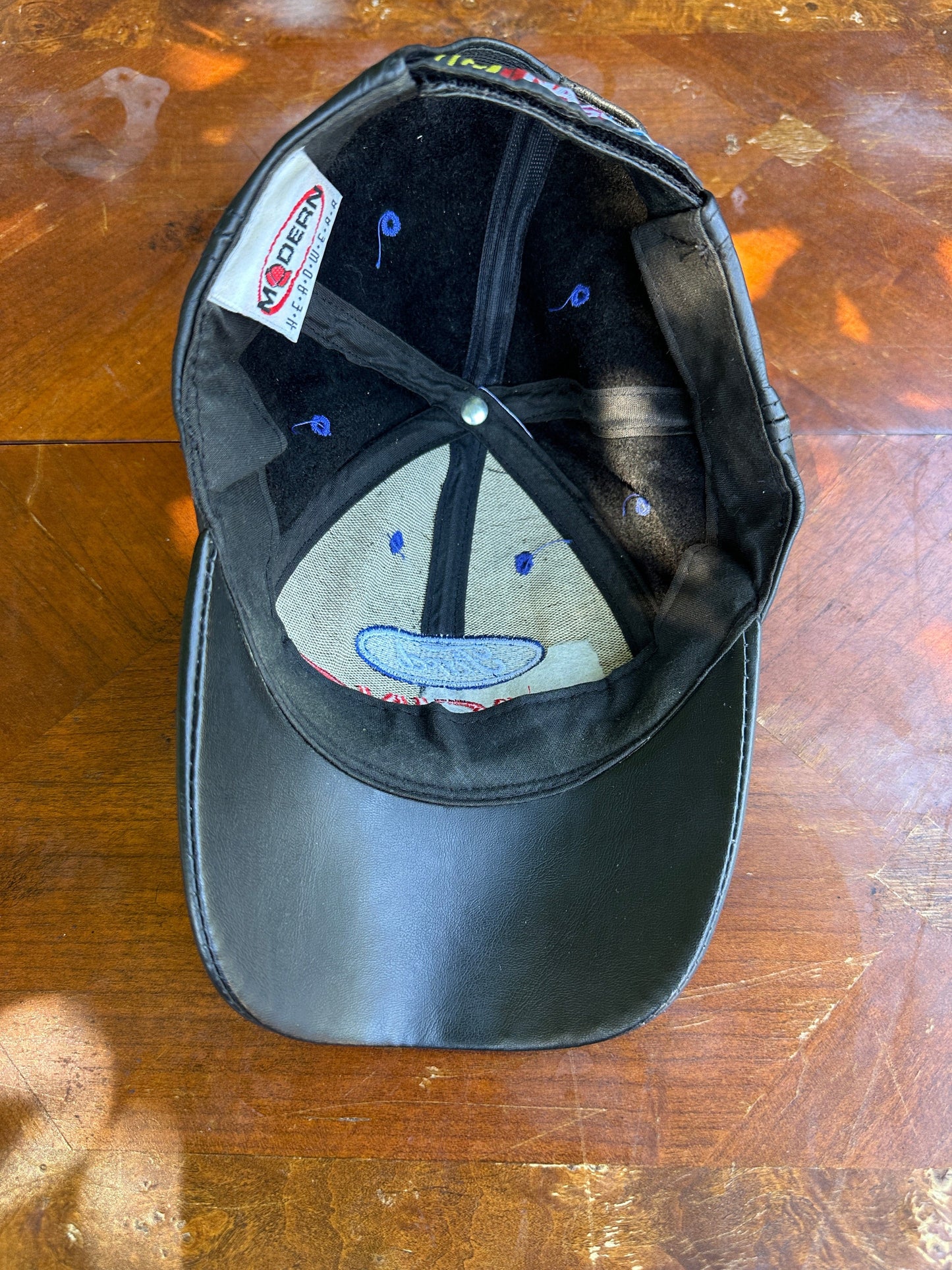 Vintage Ford Racing Leather Hat Adult Black Strap Back from propervintagecanada