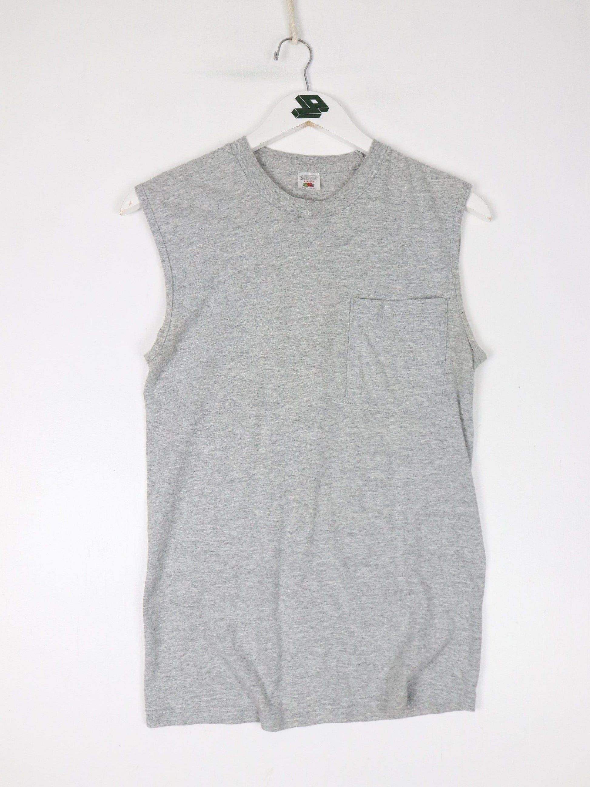 Vintage Fruit of the Loom Tank Top Mens Small Grey