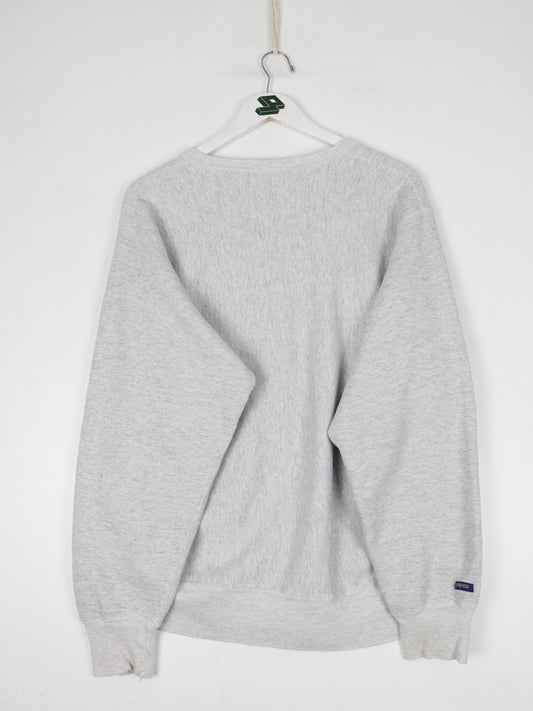 Vintage Furman College Sweatshirt Mens Large Grey 90s Cross Grain