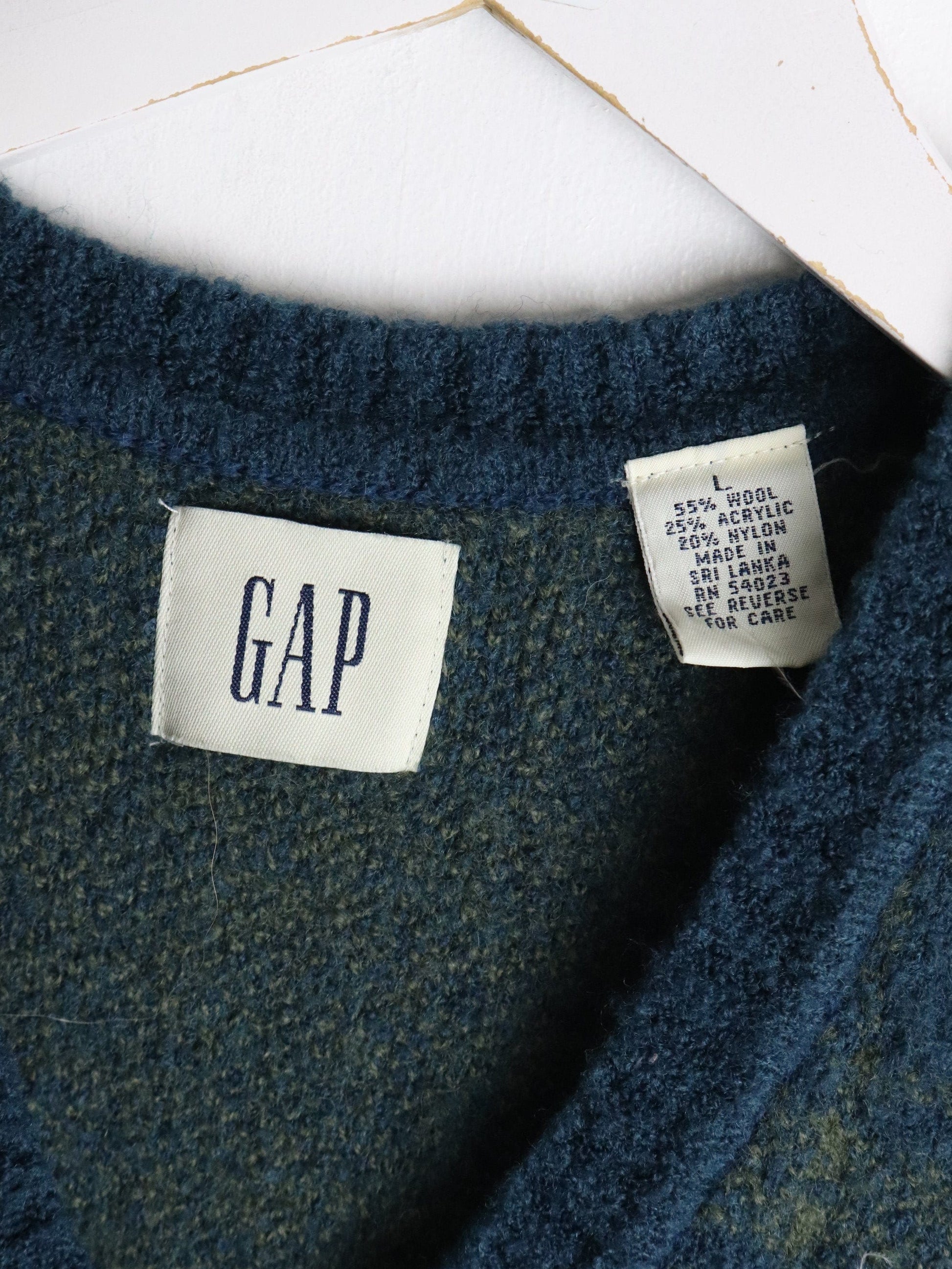 Vintage Gap Knit Sweater Mens Small Blue Wool from propervintagecanada