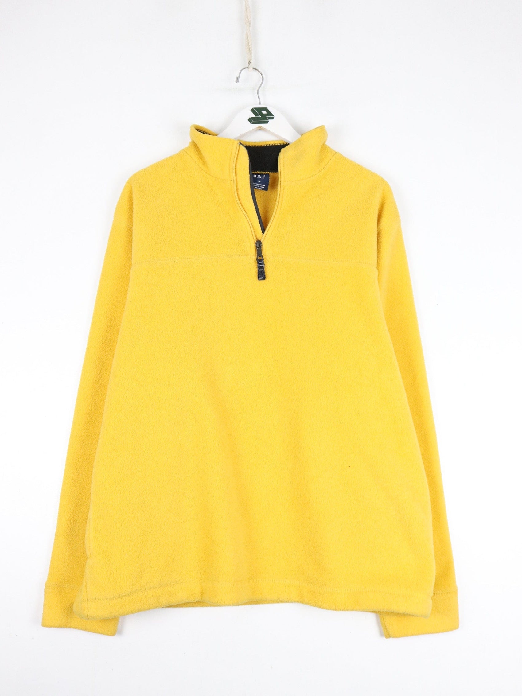 Vintage Gap Sweater Mens XL Yellow Fleece Quarter Zip
