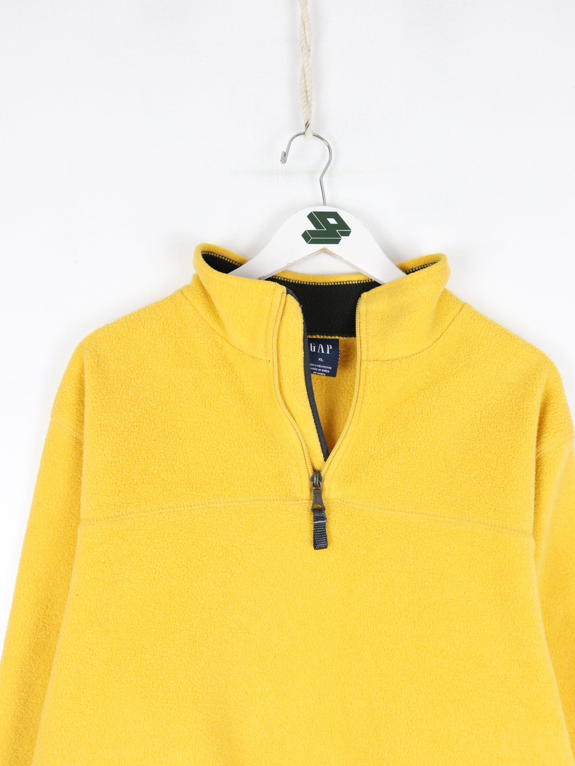 Vintage Gap Sweater Mens XL Yellow Fleece Quarter Zip