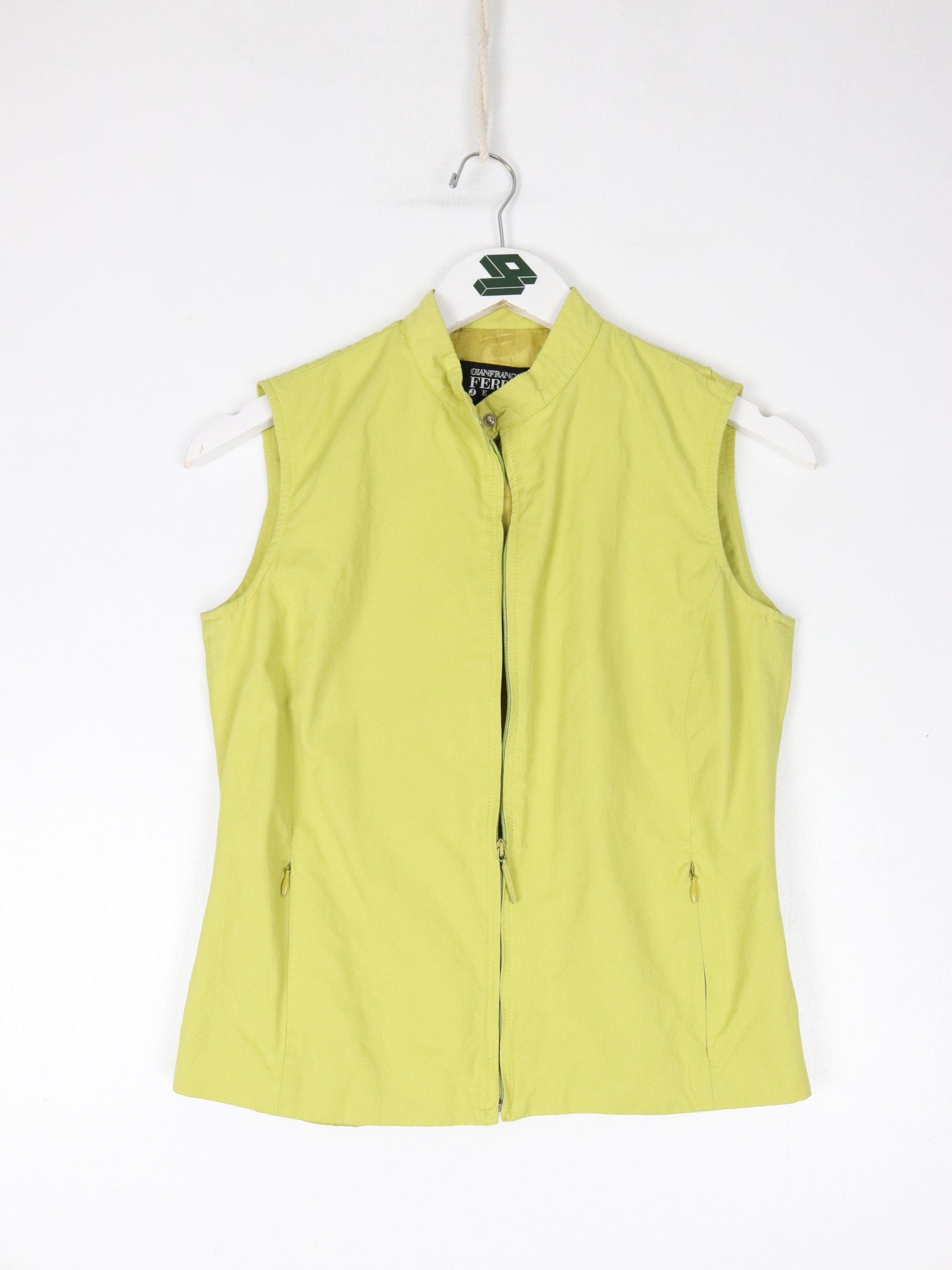 Vintage Gianfranco Ferre Jeans Vest Womens 28 XS/S Yellow Windbreaker