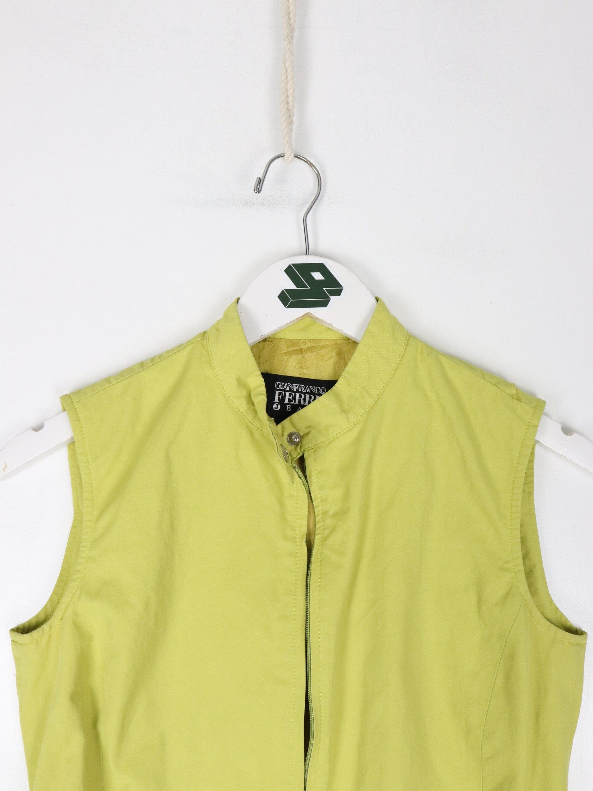 Vintage Gianfranco Ferre Jeans Vest Womens 28 XS/S Yellow Windbreaker from propervintagecanada