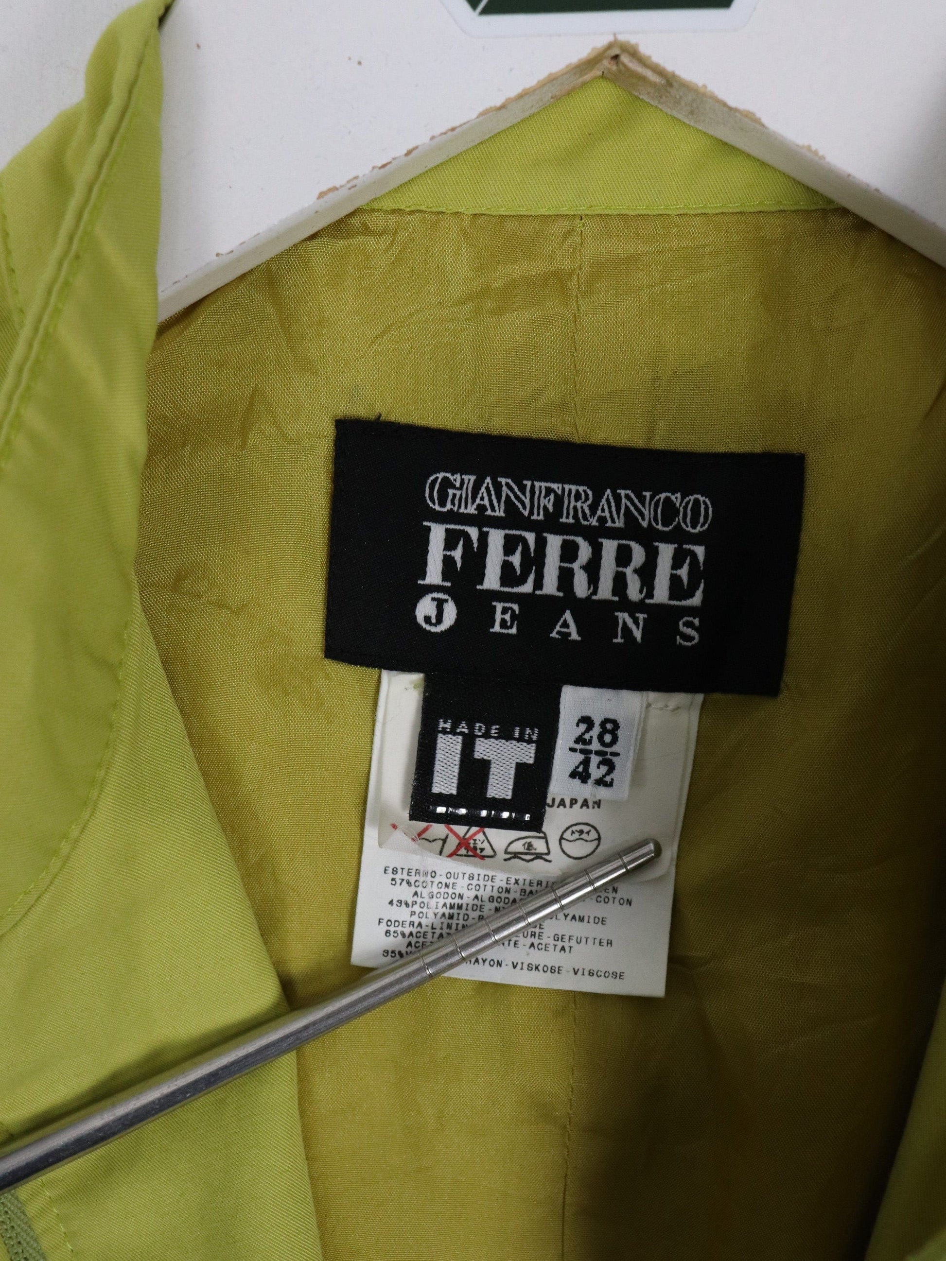 Vintage Gianfranco Ferre Jeans Vest Womens 28 XS/S Yellow Windbreaker from propervintagecanada