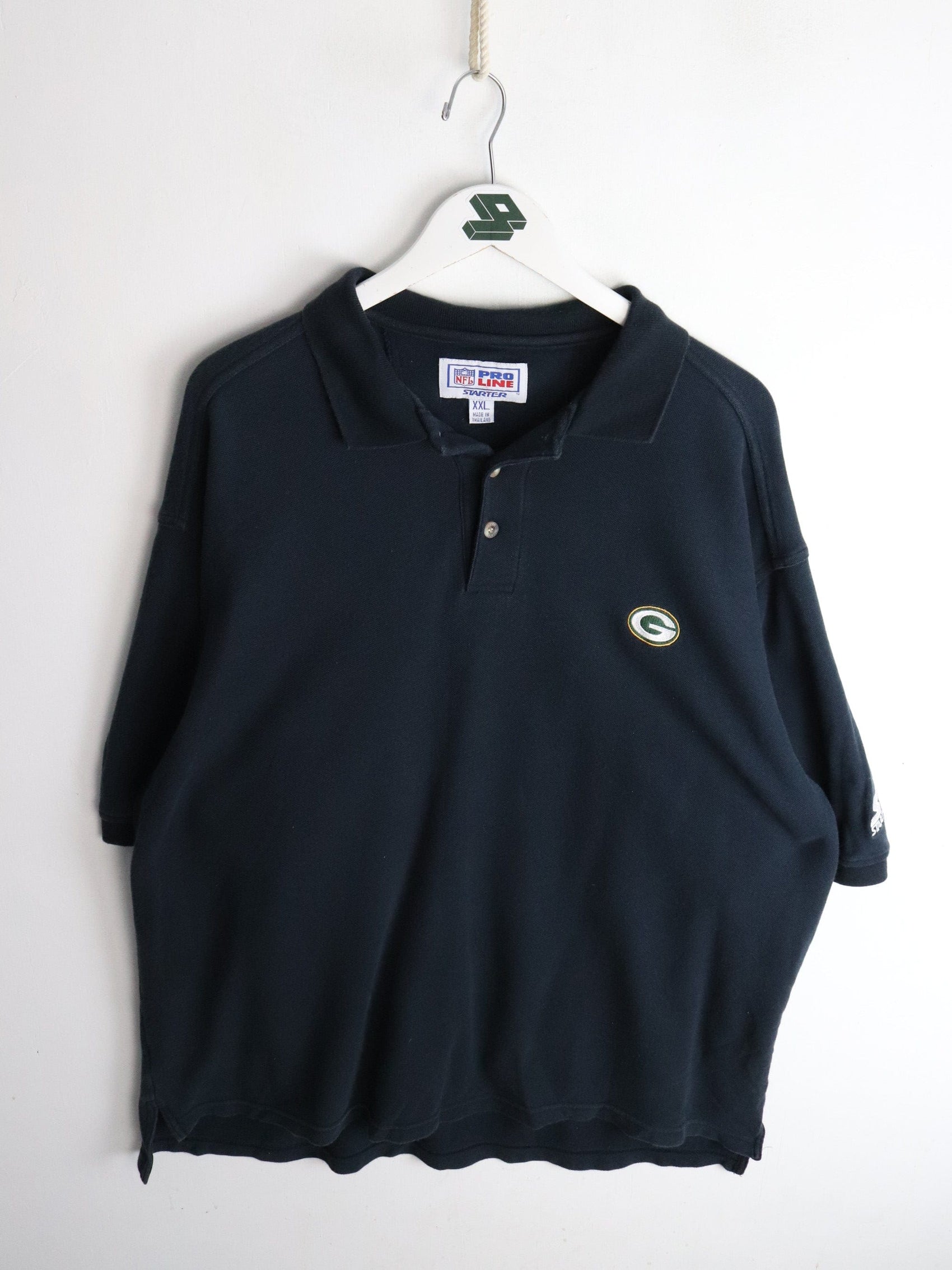 Vintage Green Bay Packers Polo Shirt Mens 2XL Black from propervintagecanada