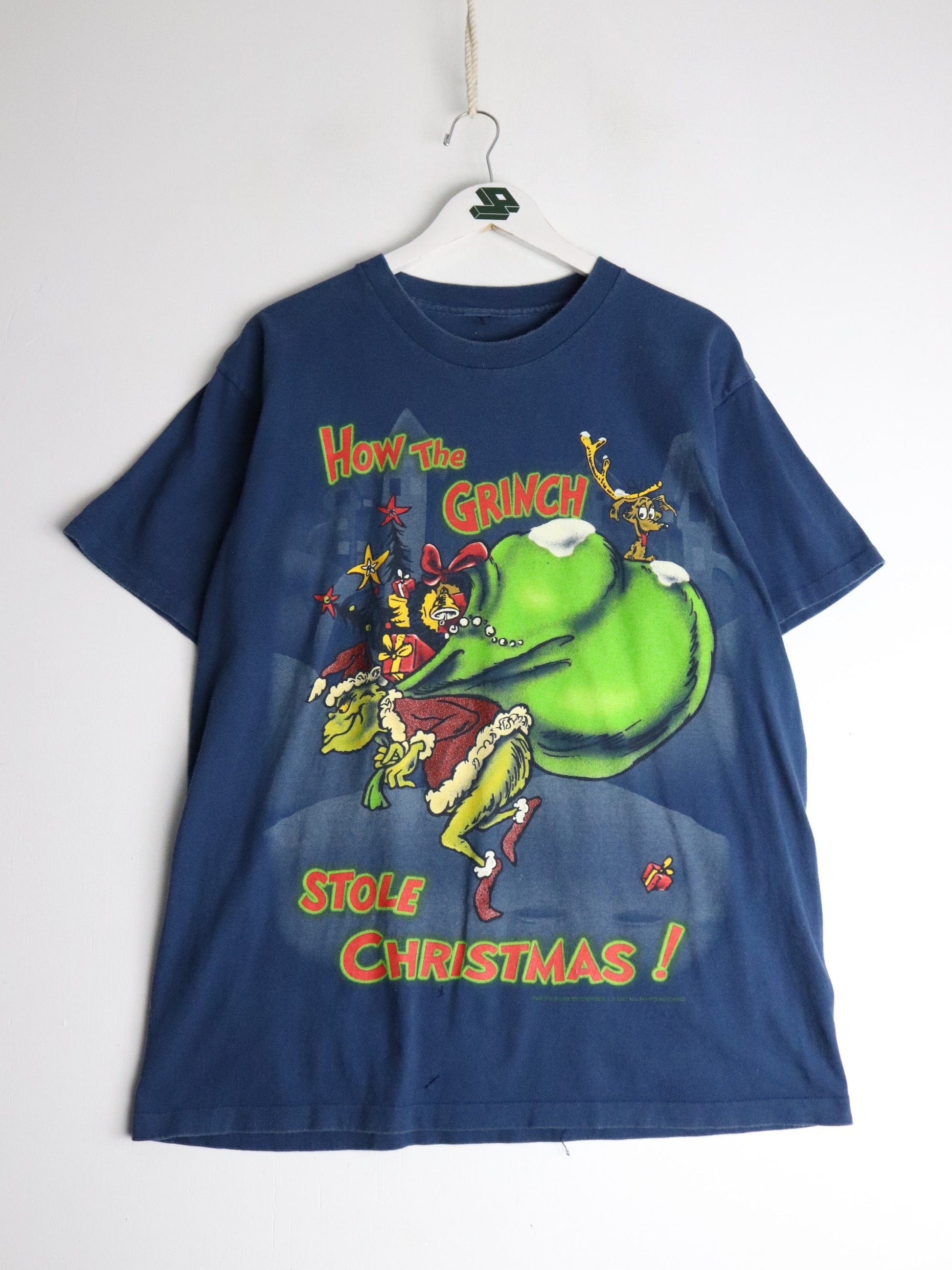 Vintage Grinch T Shirt Mens Large Blue 90s Christmas from propervintagecanada