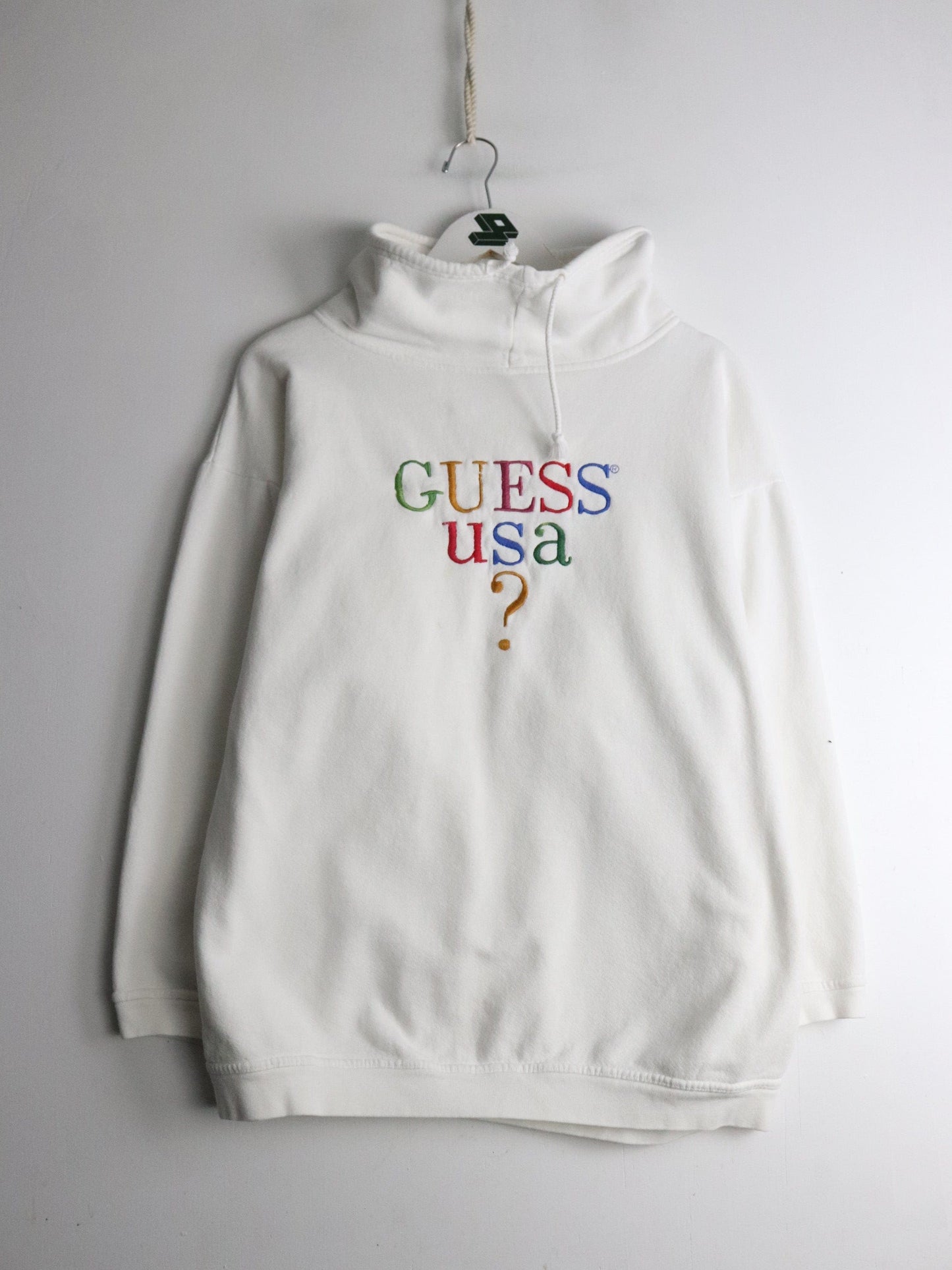Vintage Guess Sweatshirt Fits Womens Large White from propervintagecanada