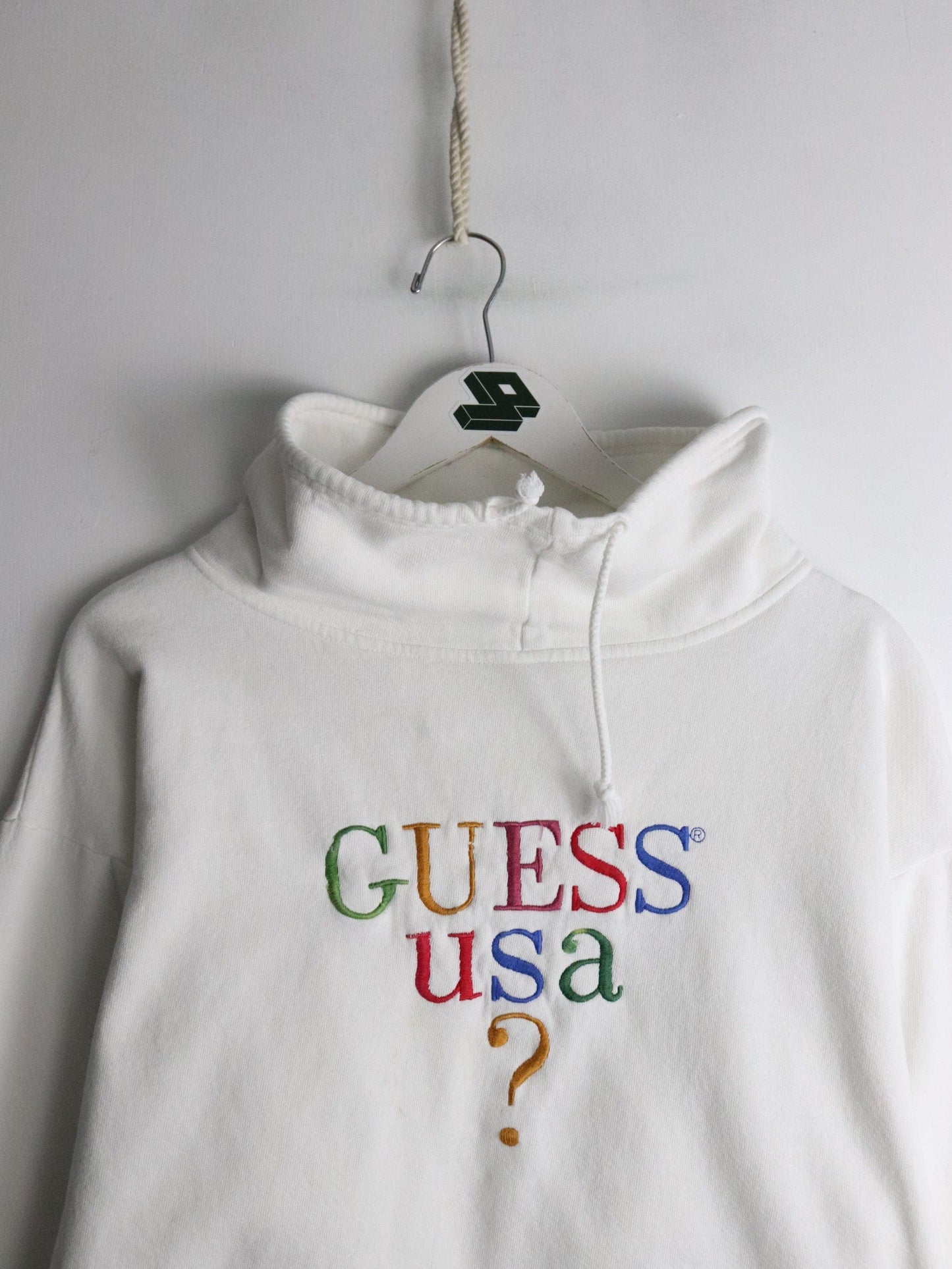 Vintage Guess Sweatshirt Fits Womens Large White from propervintagecanada