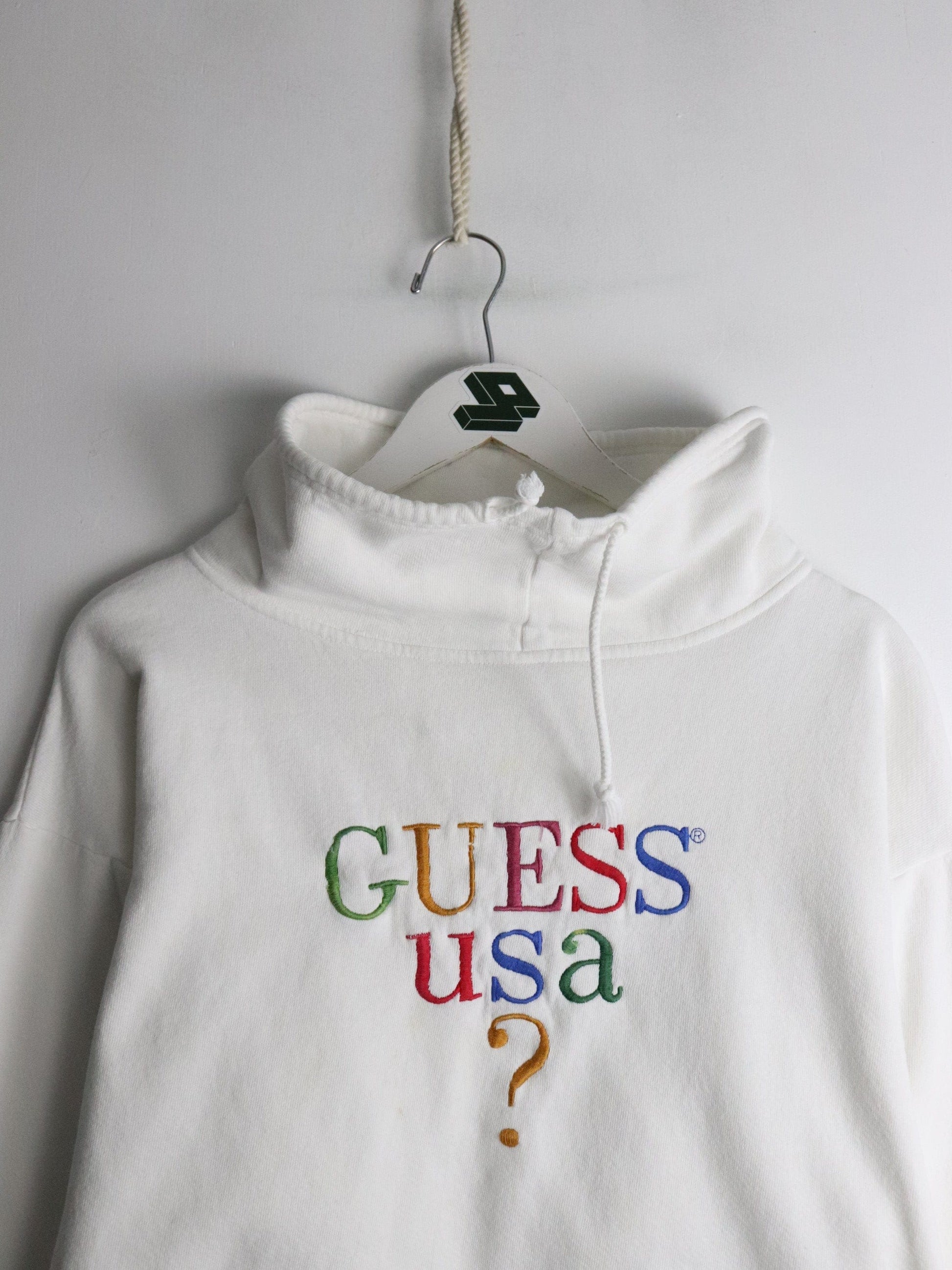 Vintage Guess Sweatshirt Fits Womens Large White from propervintagecanada