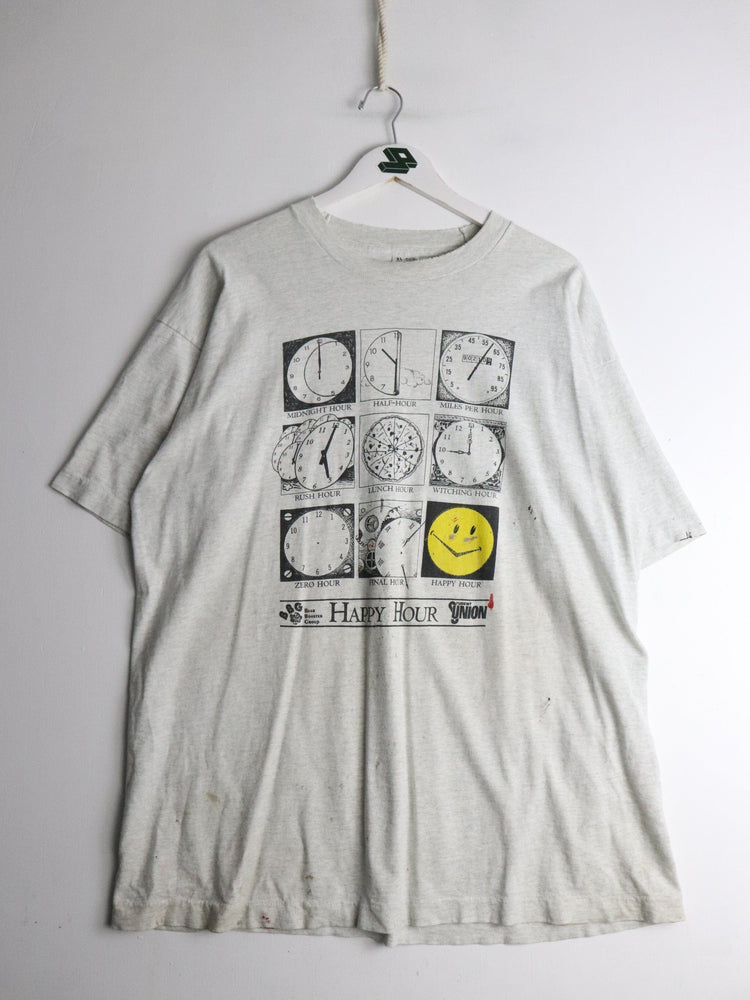 Vintage Happy Hour T Shirt Mens XL Grey from propervintagecanada