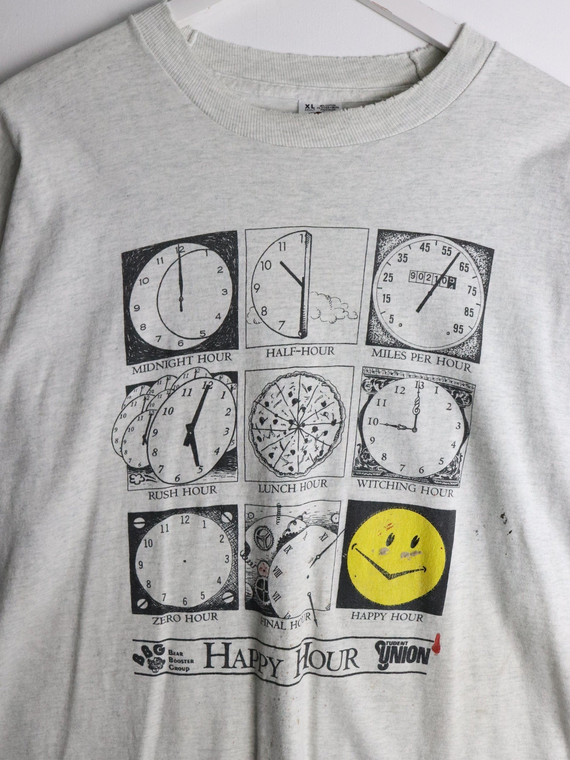 Vintage Happy Hour T Shirt Mens XL Grey from propervintagecanada