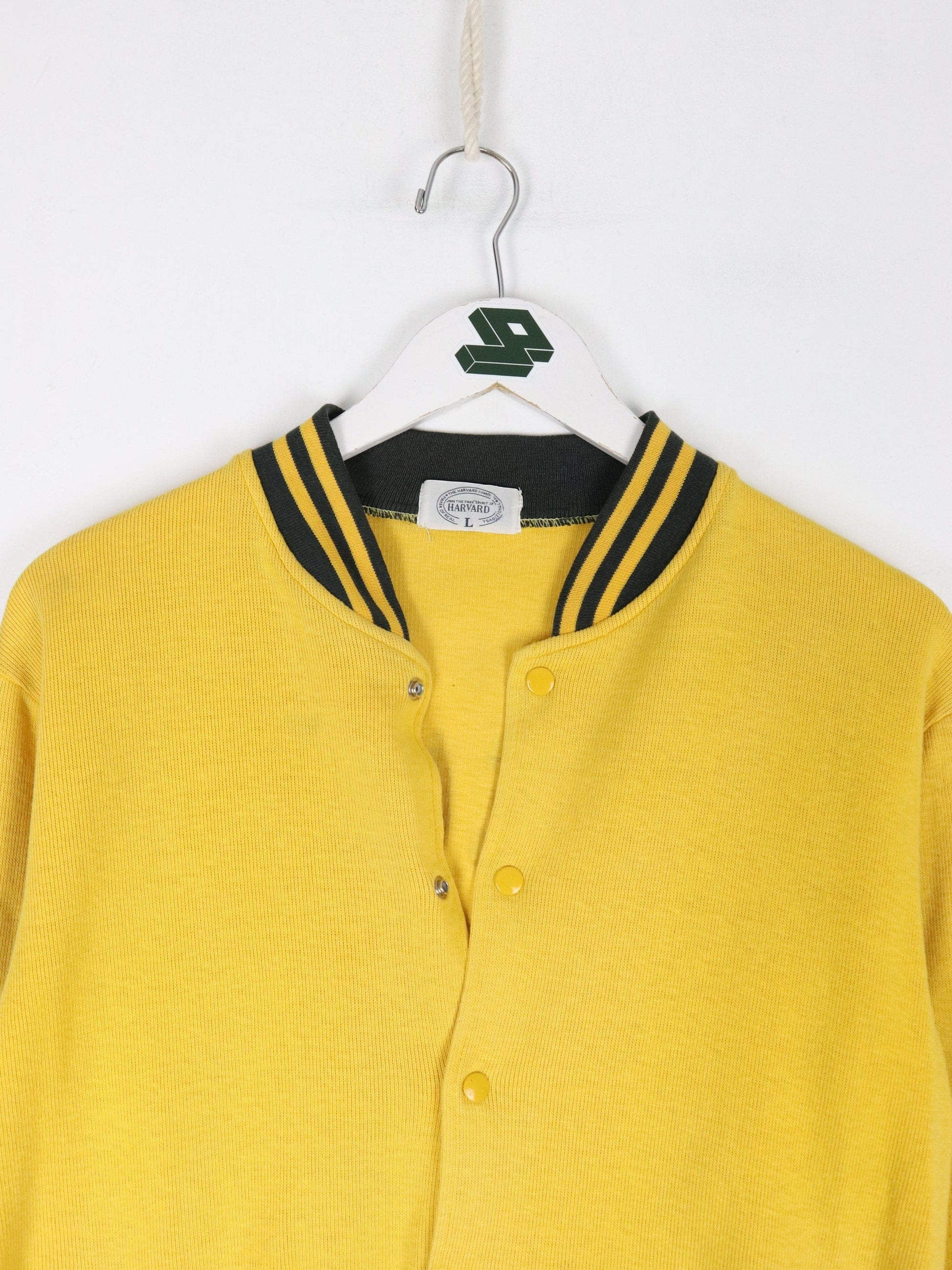 Vintage Harvard Company Sweatshirt Youth Large Yellow Varsity Snap On