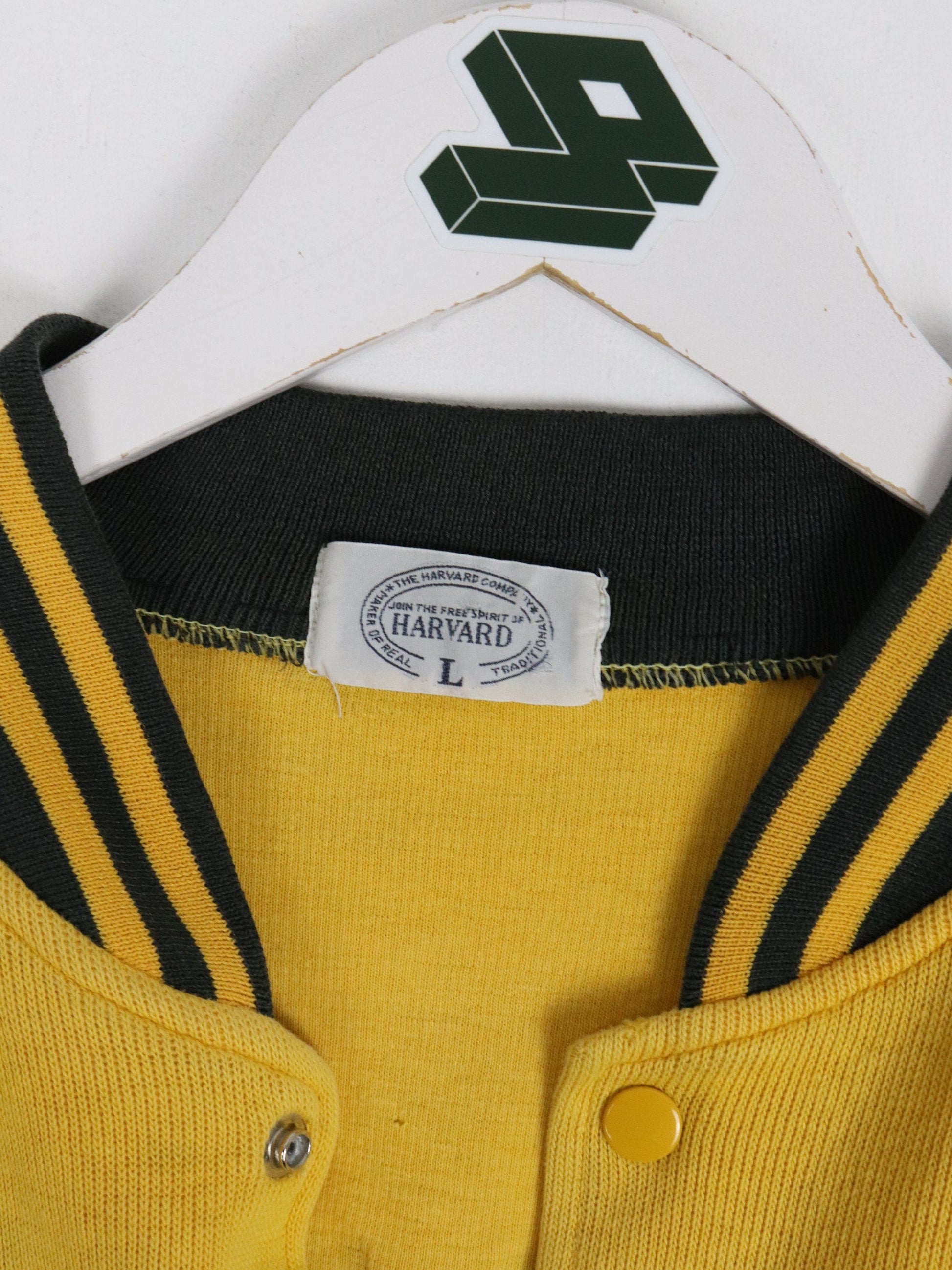 Vintage Harvard Company Sweatshirt Youth Large Yellow Varsity Snap On