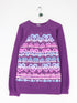 Vintage Hearts Sweatshirt Adult Large Purple Art 90s Sweater from propervintagecanada