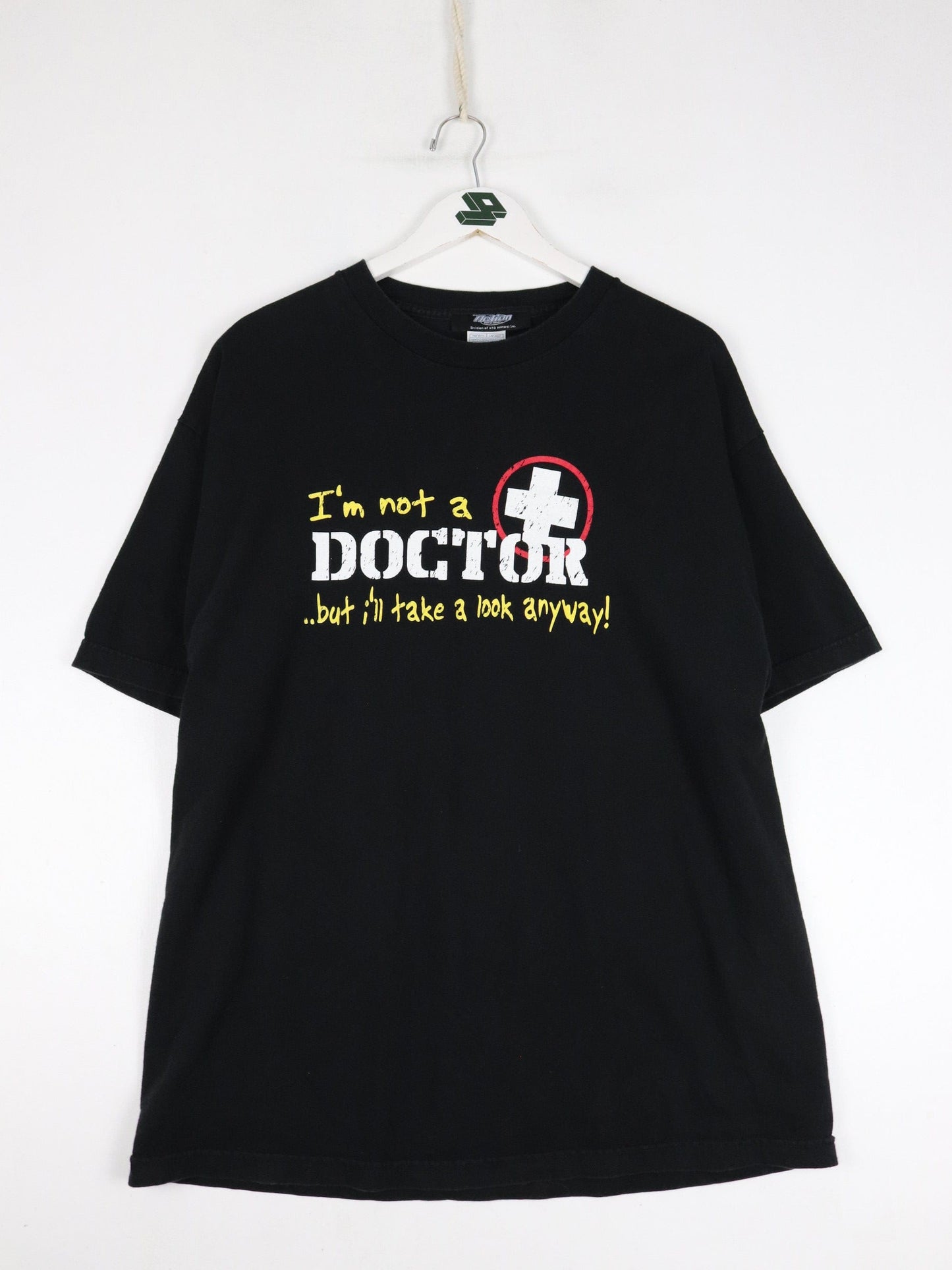 Vintage I'm Not A Doctor T Shirt Mens XL Black Funny