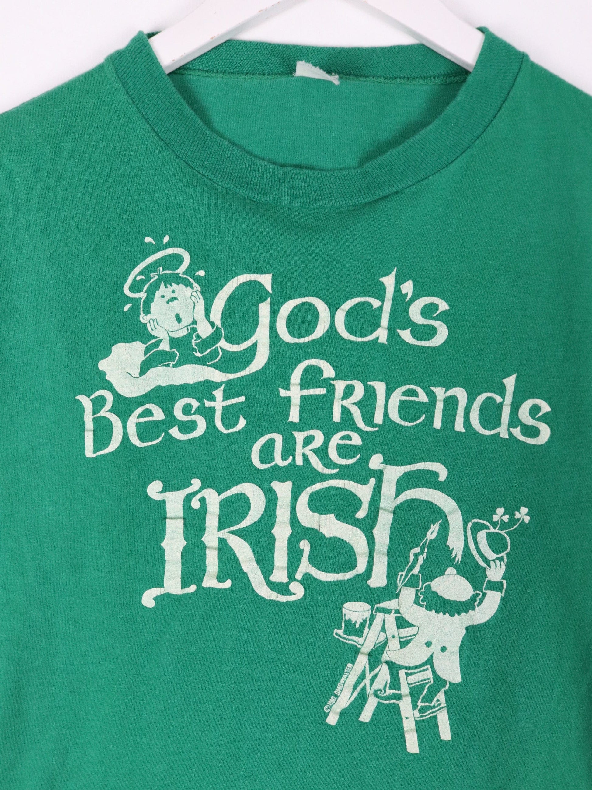 Vintage Irish T Shirt Mens Small Green 90s Gods Best Friend