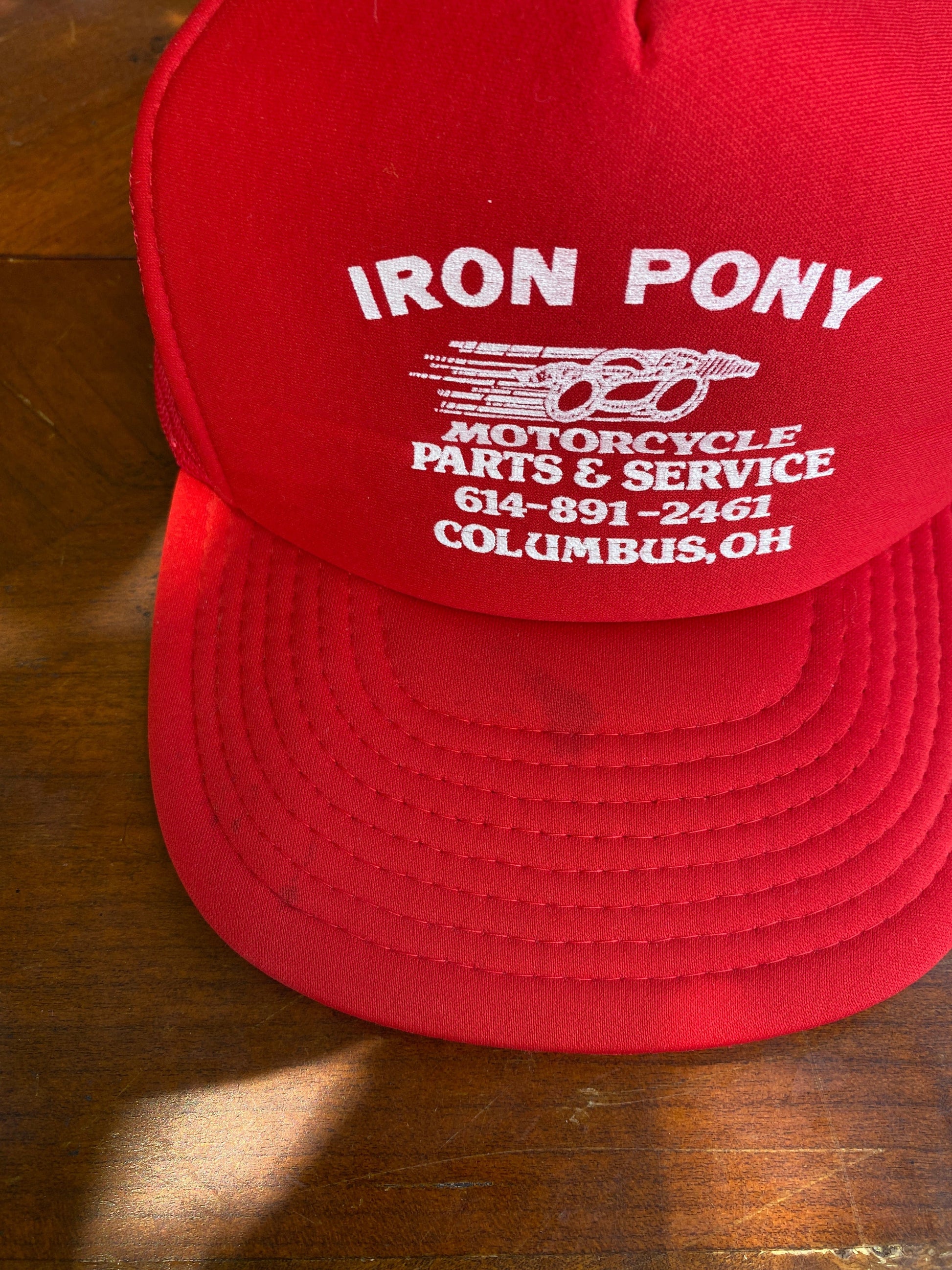 Vintage Iron Pony Hat Adult Red Trucker Snap Back from propervintagecanada