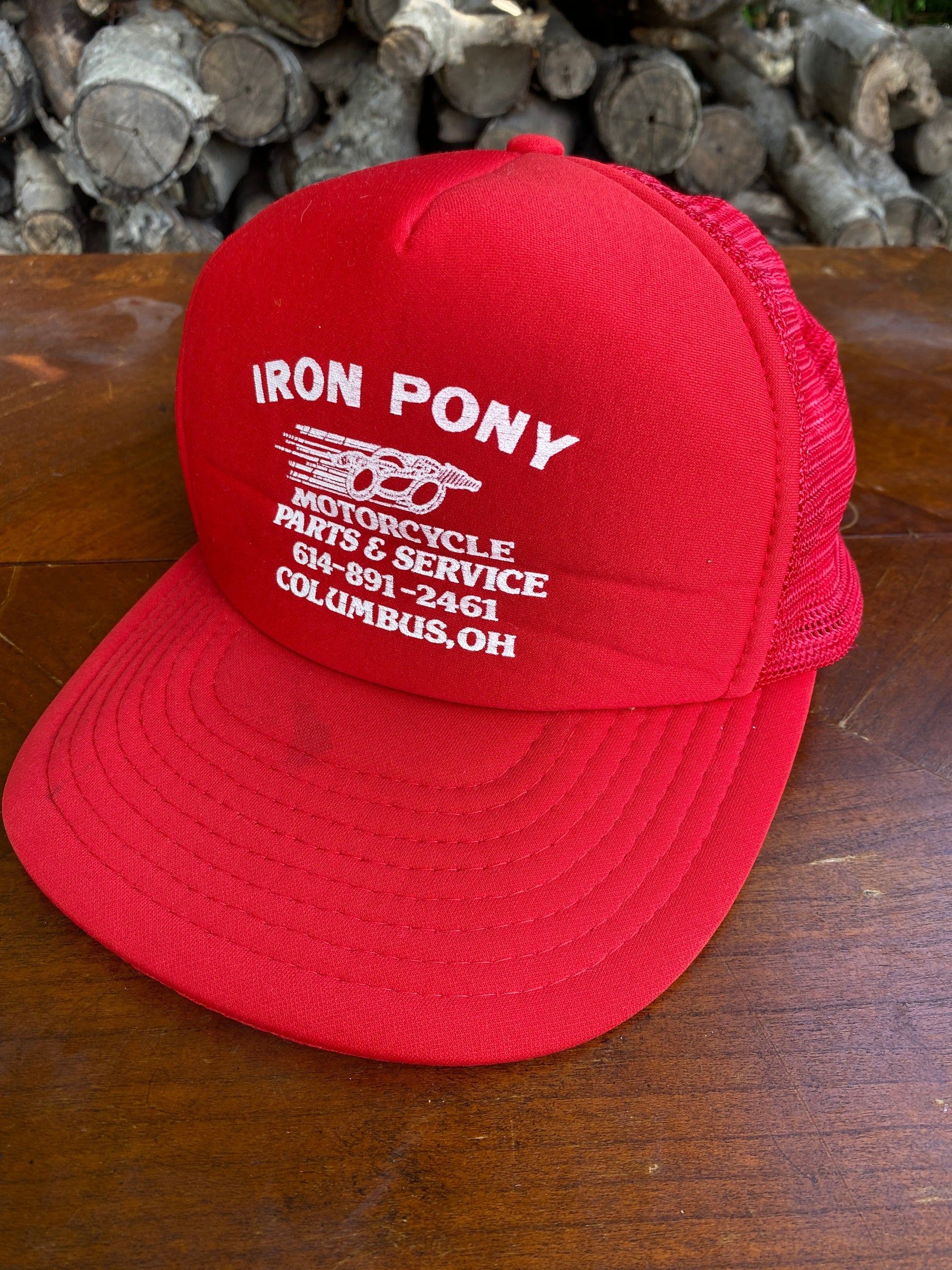 Vintage Iron Pony Hat Adult Red Trucker Snap Back from propervintagecanada