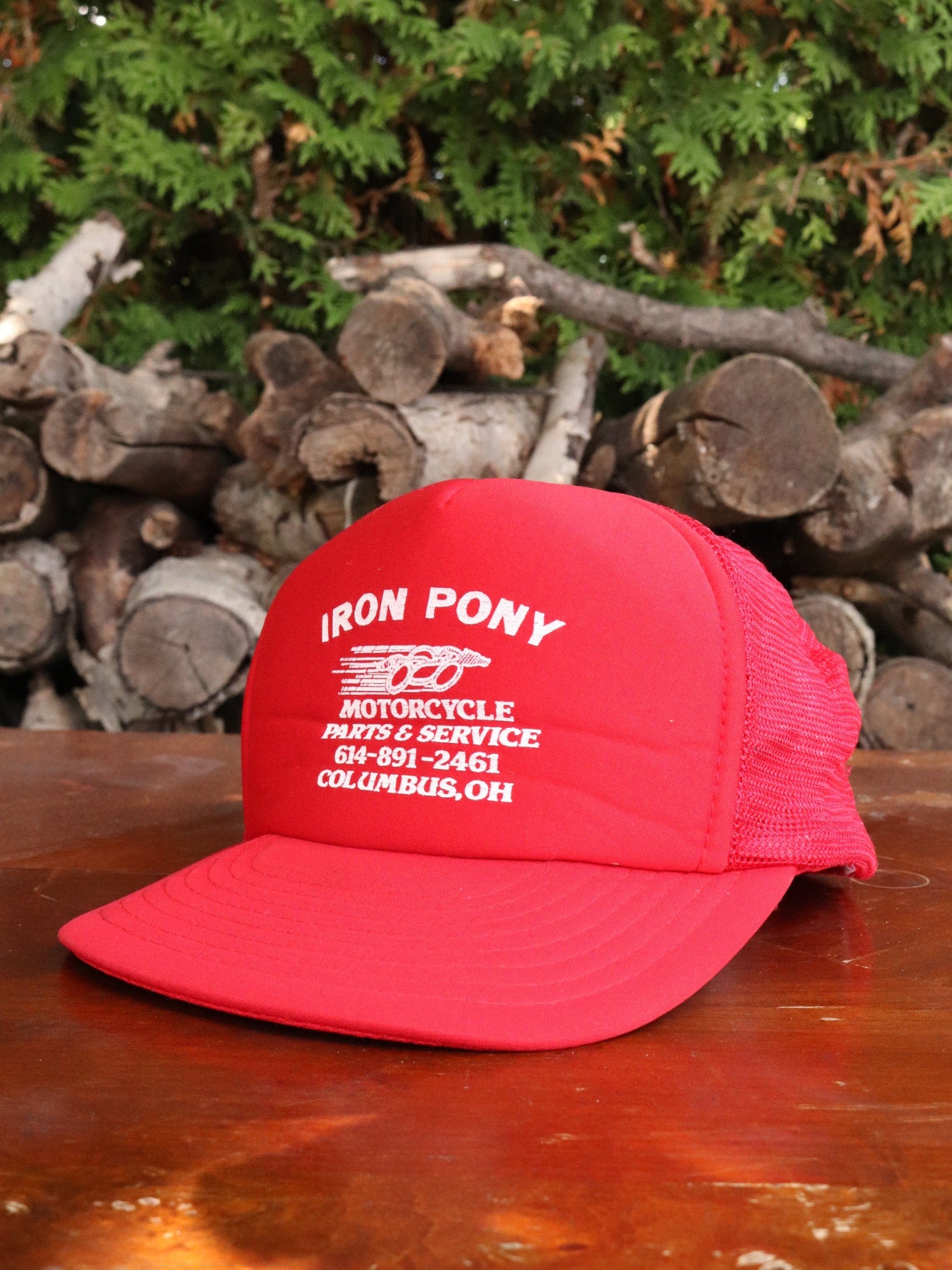 Vintage Iron Pony Hat Adult Red Trucker Snap Back